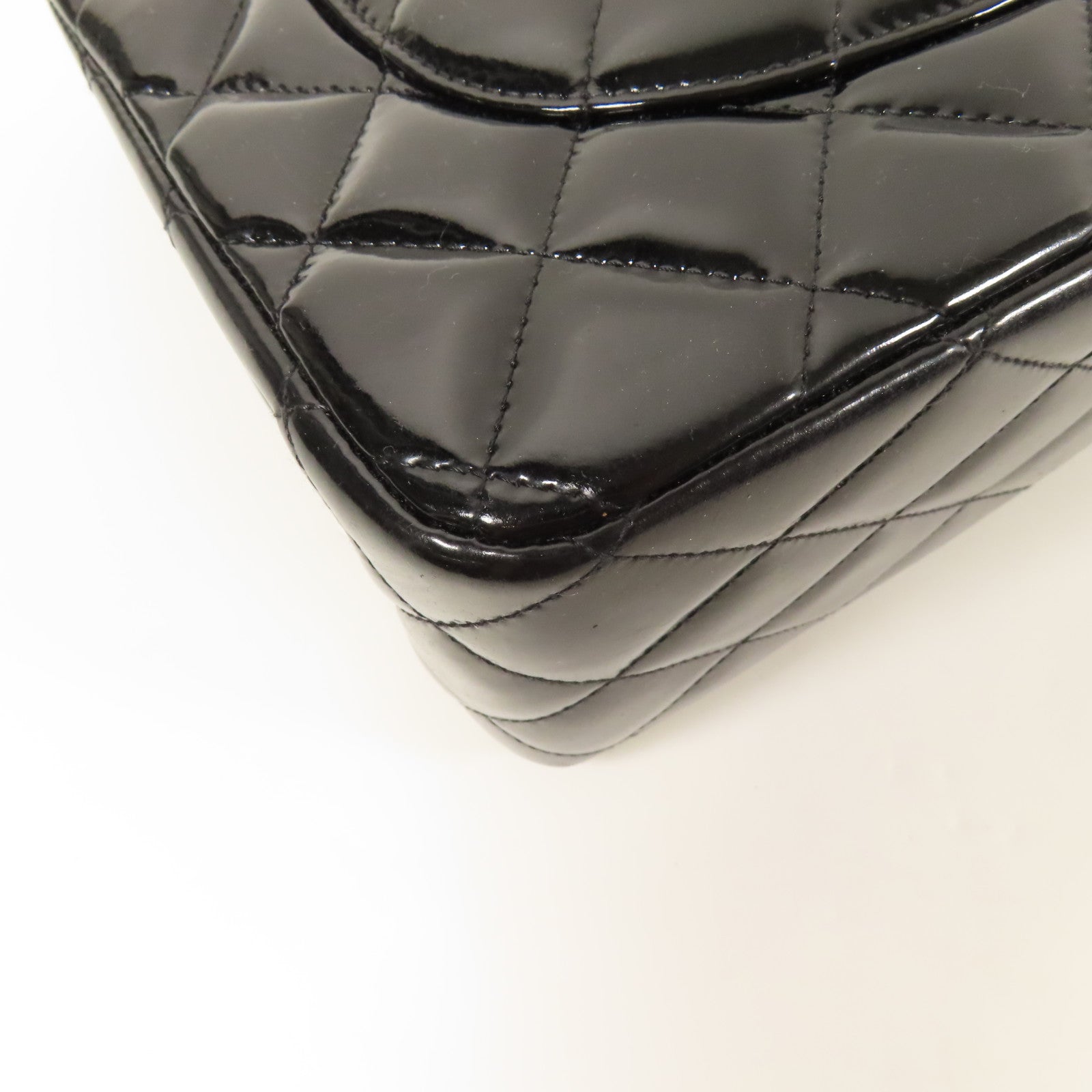 CHANEL CC Large Classic Chain Shoulder Bag Patent Leather Black