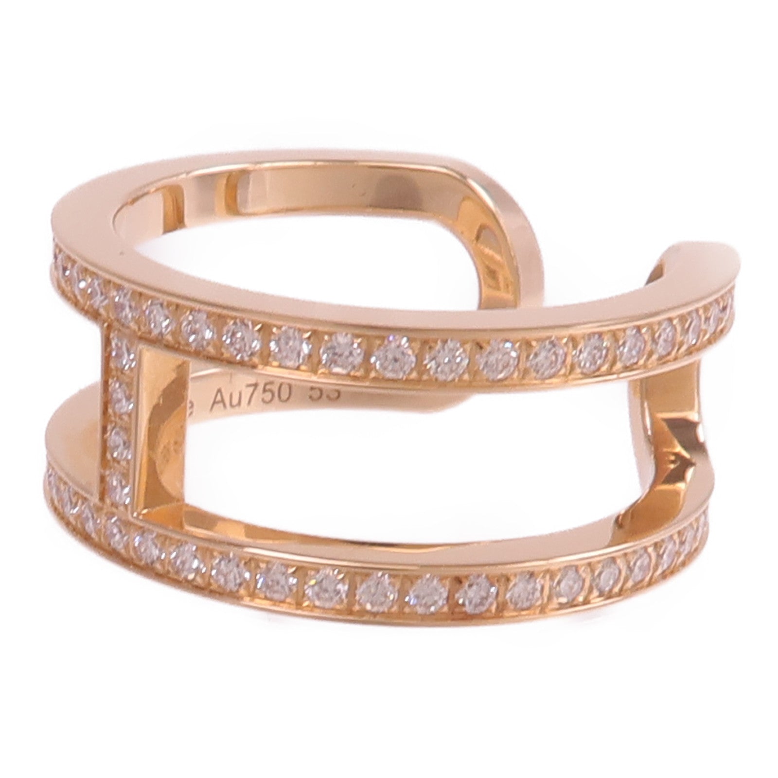 HERMES 18K玫瑰金Ever Chaine D'ancre Ring鑽石戒指