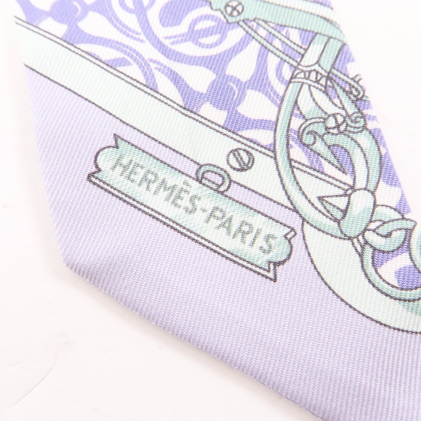 HERMES 絲質Twilly絲巾紫色/綠色