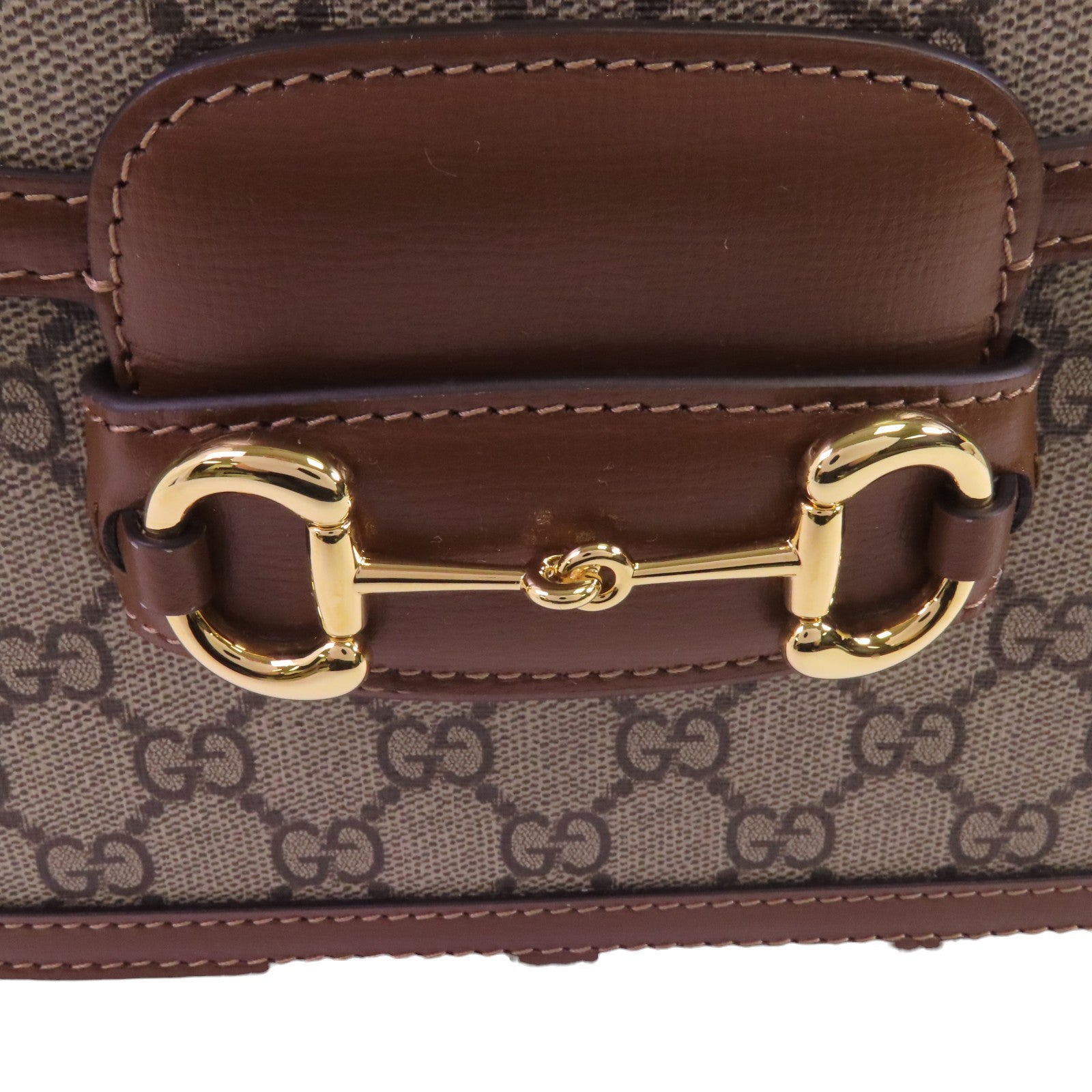 GUCCI 塗層帆布Horsebit 1955 MM金扣肩背袋