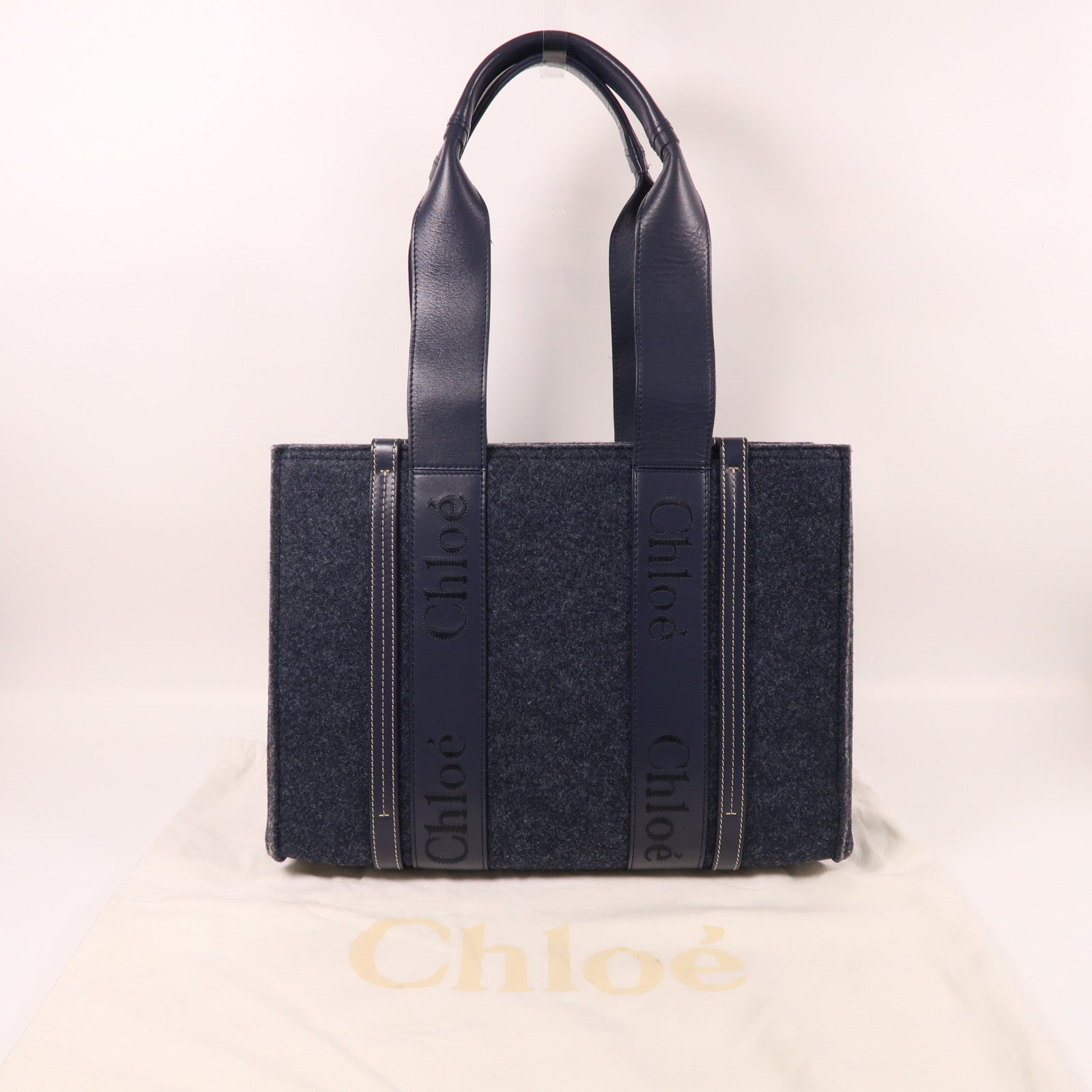 Chloe 毛氈Woody Bag肩背袋藍色