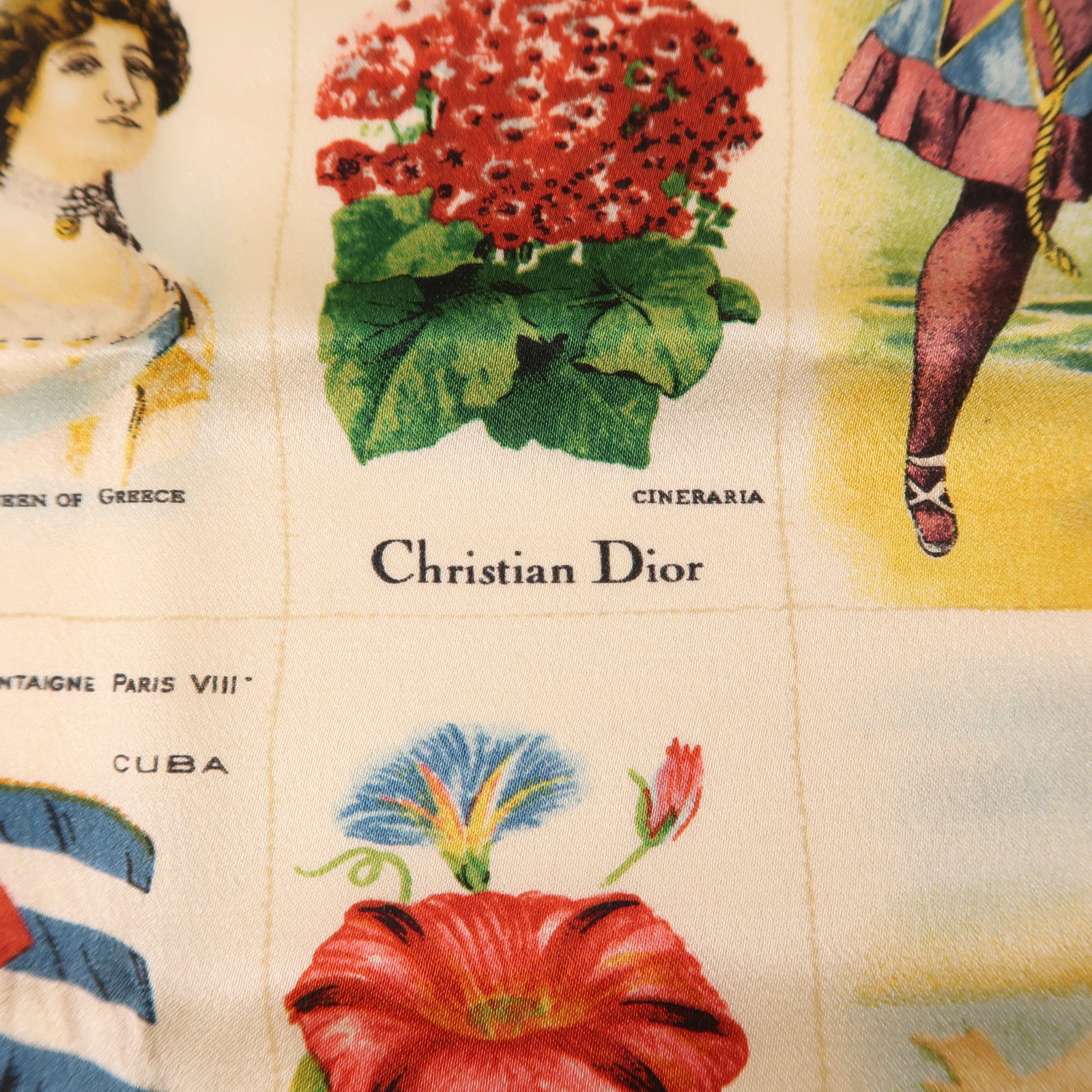 Dior 絲質Scarf絲巾米色/彩色
