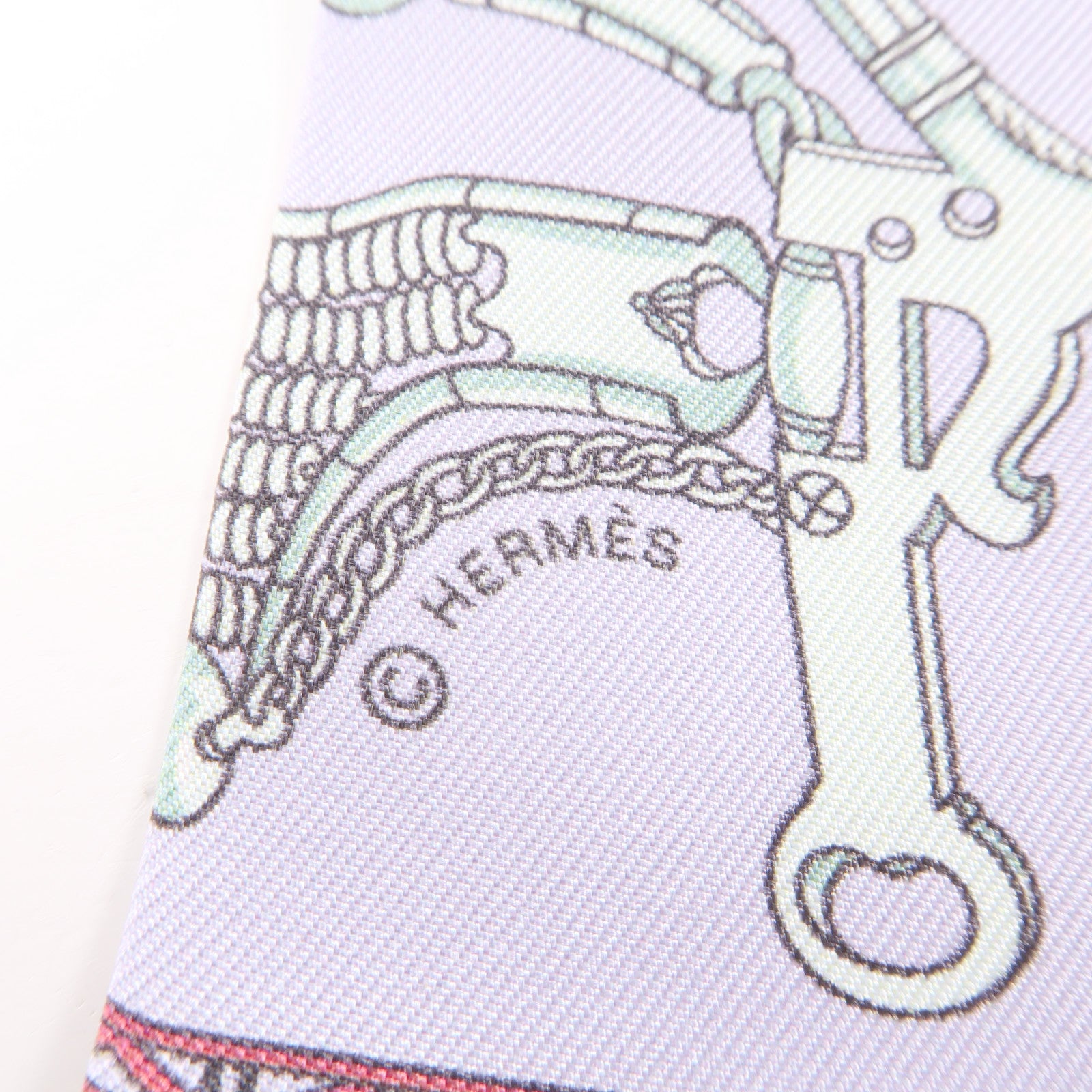 HERMES 絲質Twilly絲巾紫色/綠色