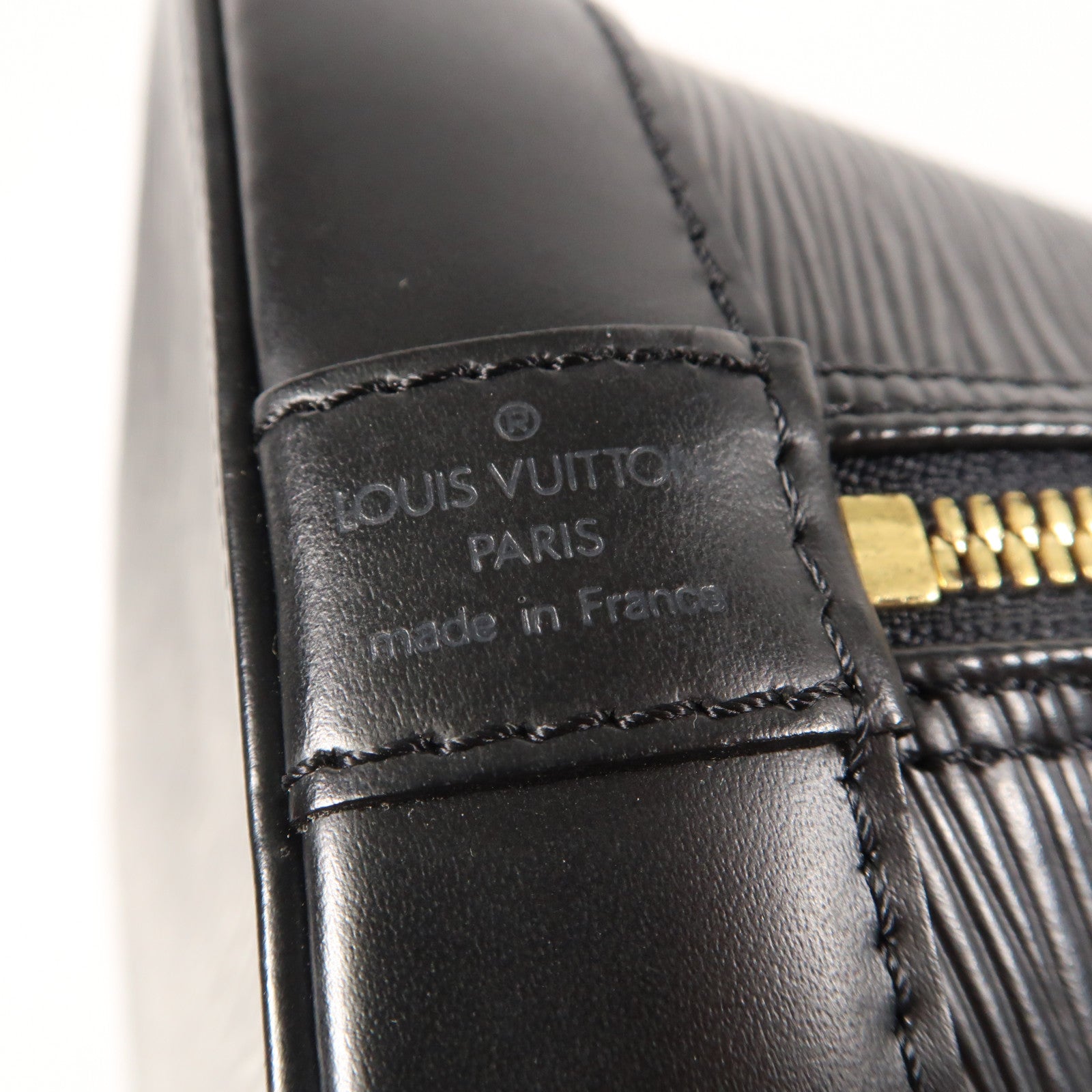 LOUIS VUITTON Epi皮革Alma手挽袋金扣手挽袋黑色
