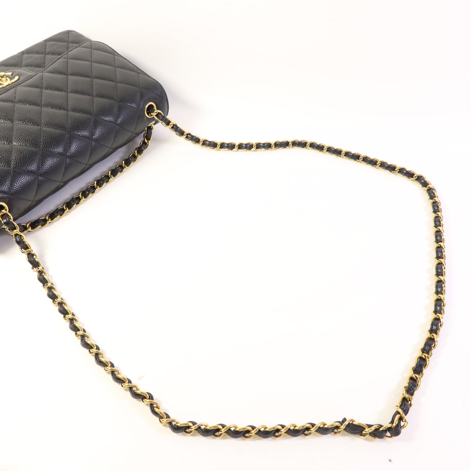 CHANEL 牛皮皮革Large Classic金扣鏈帶肩背袋