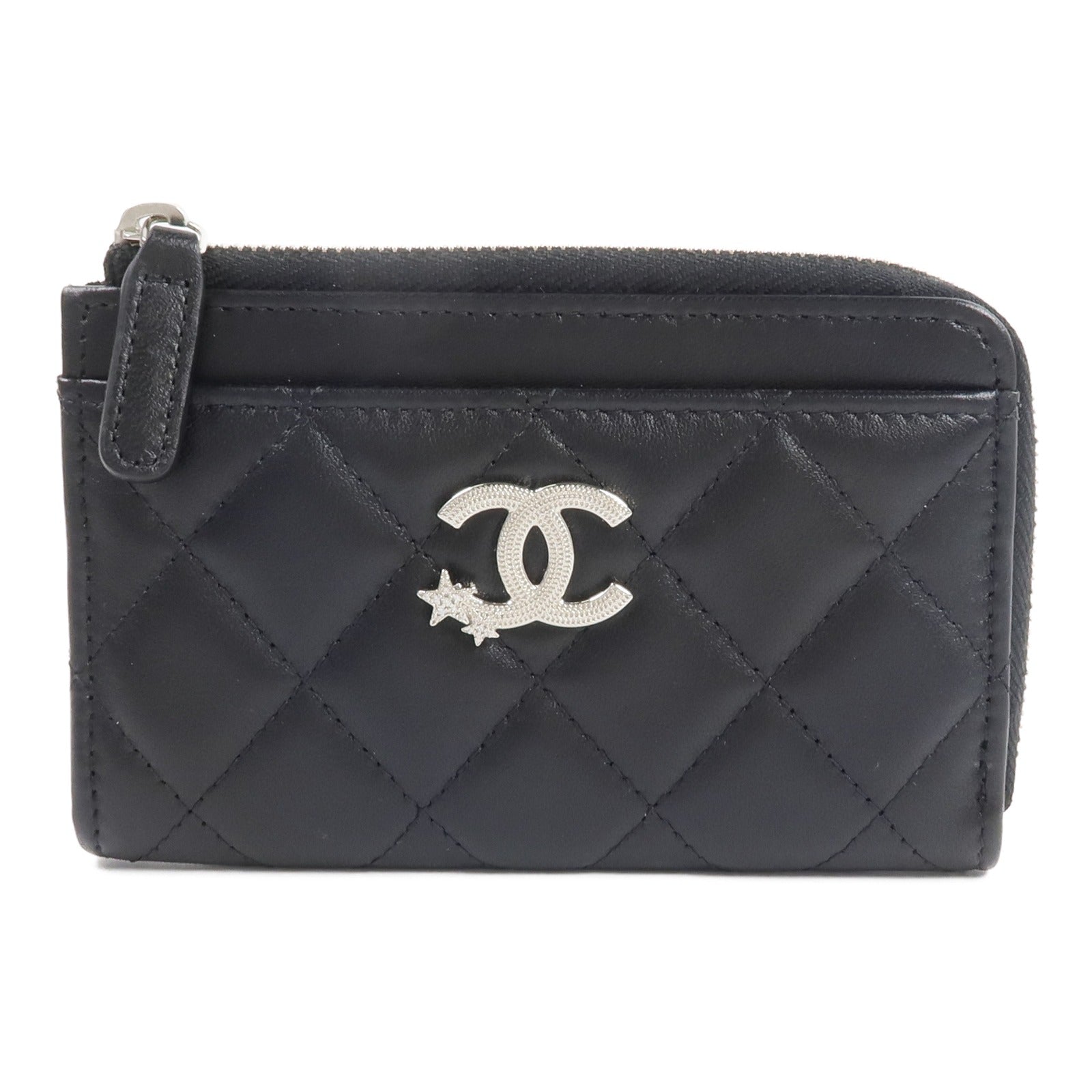 CHANEL 羊皮皮革Rhinestone Star CC Logo Card Holder錢包