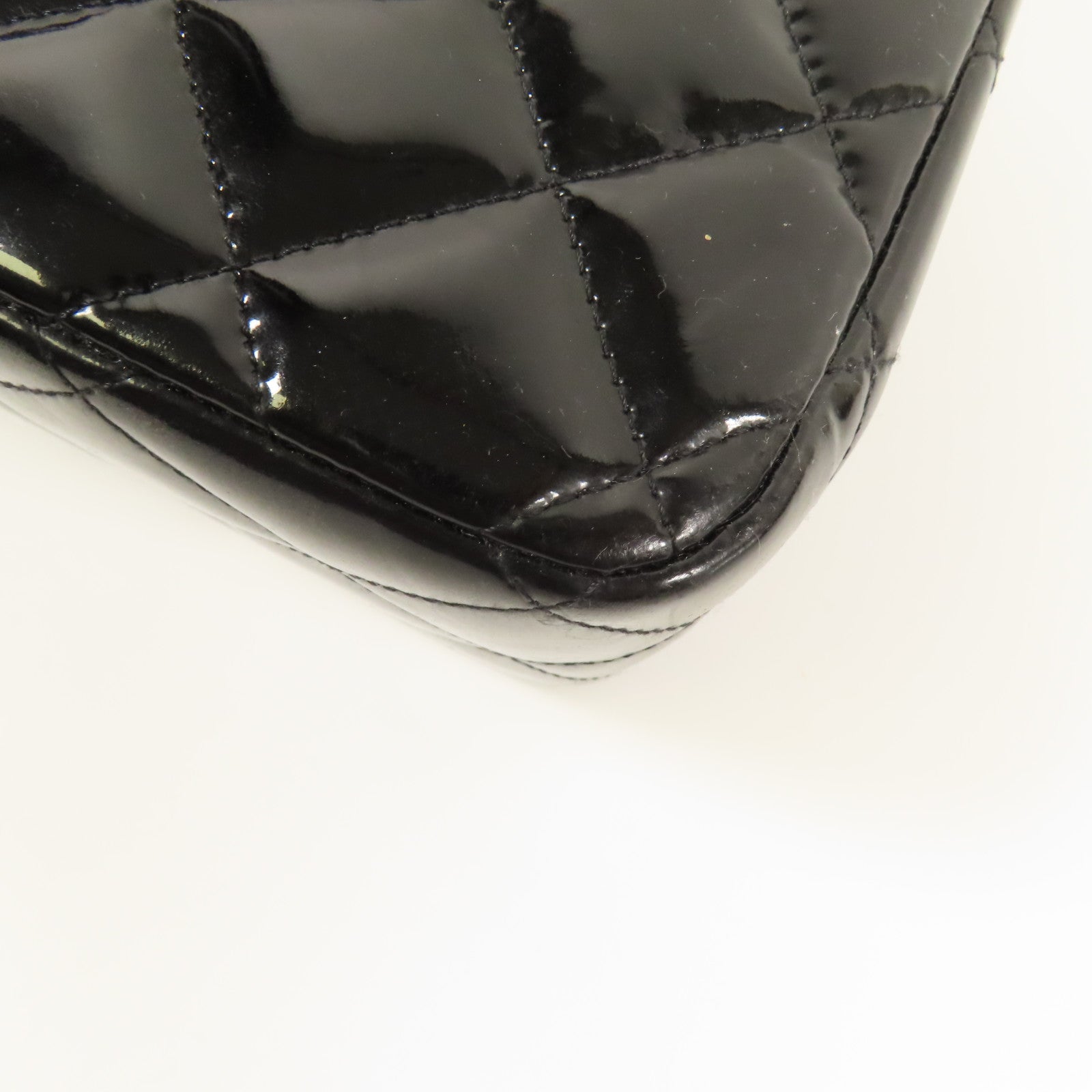 CHANEL CC Large Classic Chain Shoulder Bag Patent Leather Black