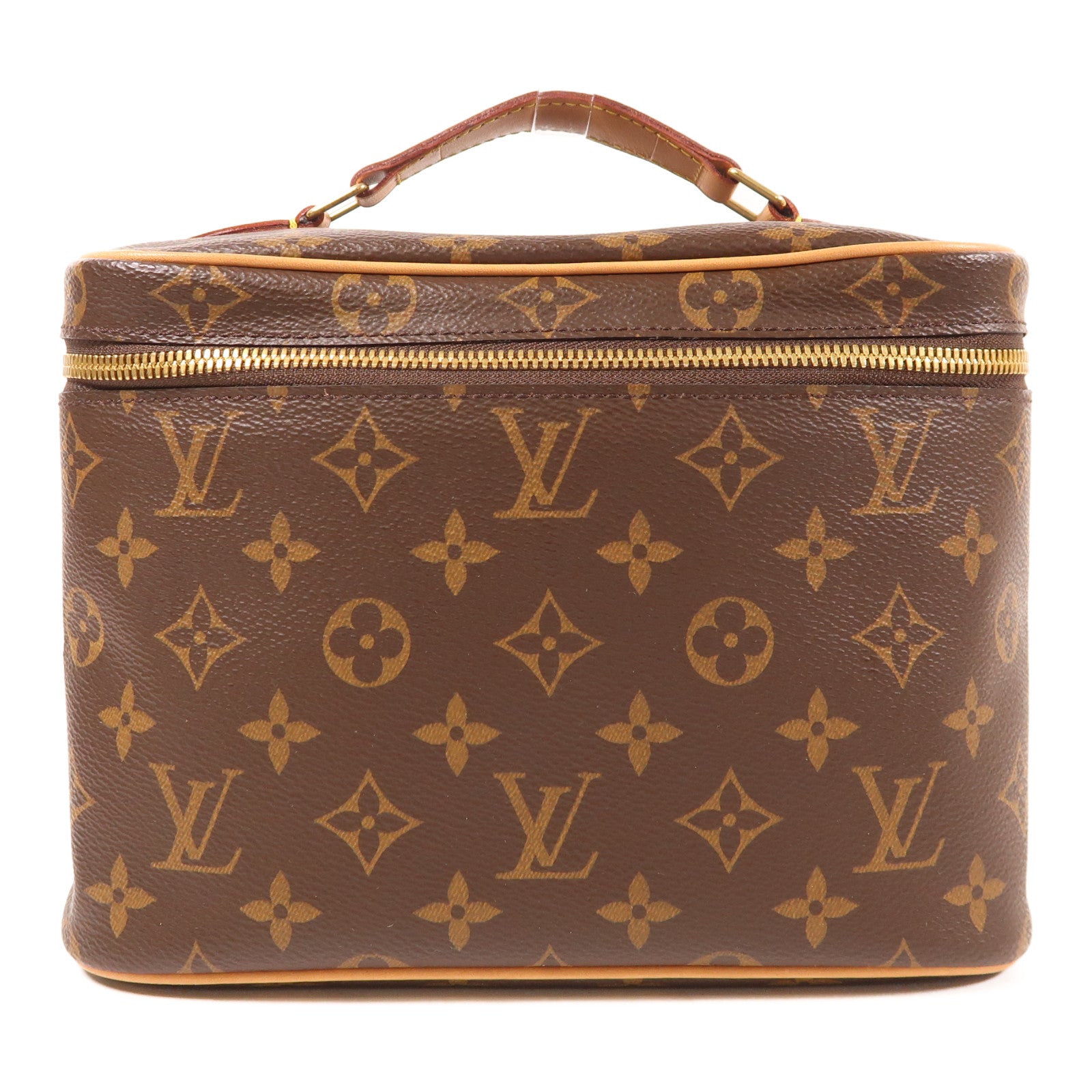 LOUIS VUITTON Monogram Nice BB金扣手挽袋棕色
