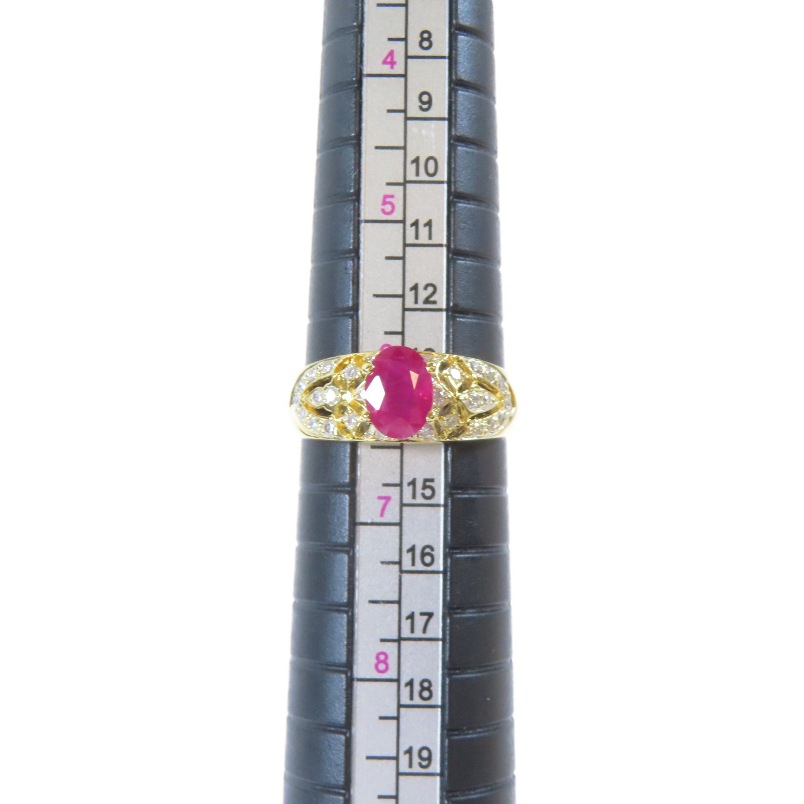 JEWELRY **【激減優惠】18K黃金Diamond Ring0.21ct鑽石/0.78ct紅寶石戒指US#6.25