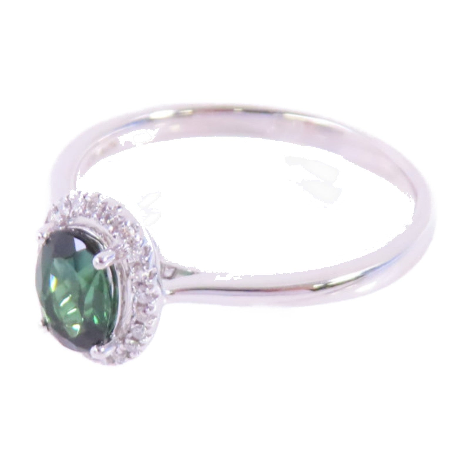 JEWELRY 18K白金Tourmaline/Diamond Ring 0.832ct電氣石/0.08ct鑽石戒指US#9.25
