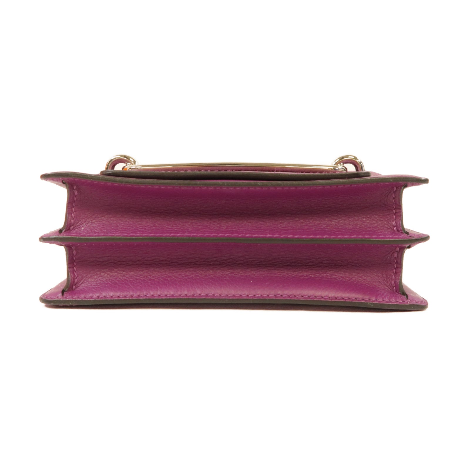 HERMES Evercolor皮革Roulis Mini銀扣肩背袋海葵紫色