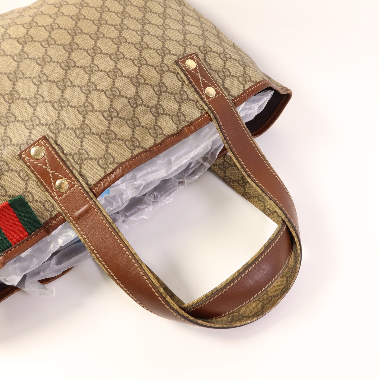 GUCCI 塗層帆布Shoulder Tote金扣肩背袋/手挽袋