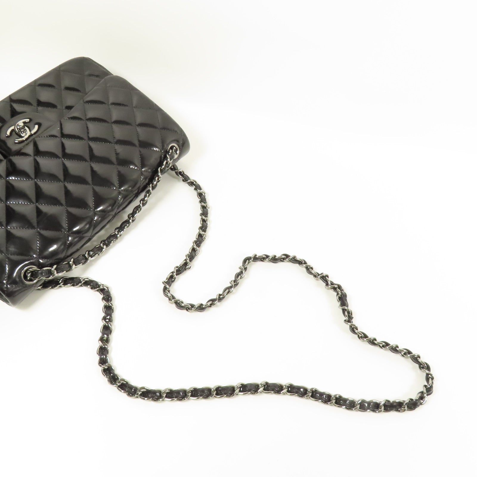 CHANEL 漆皮皮革Large Classic鏈帶肩背