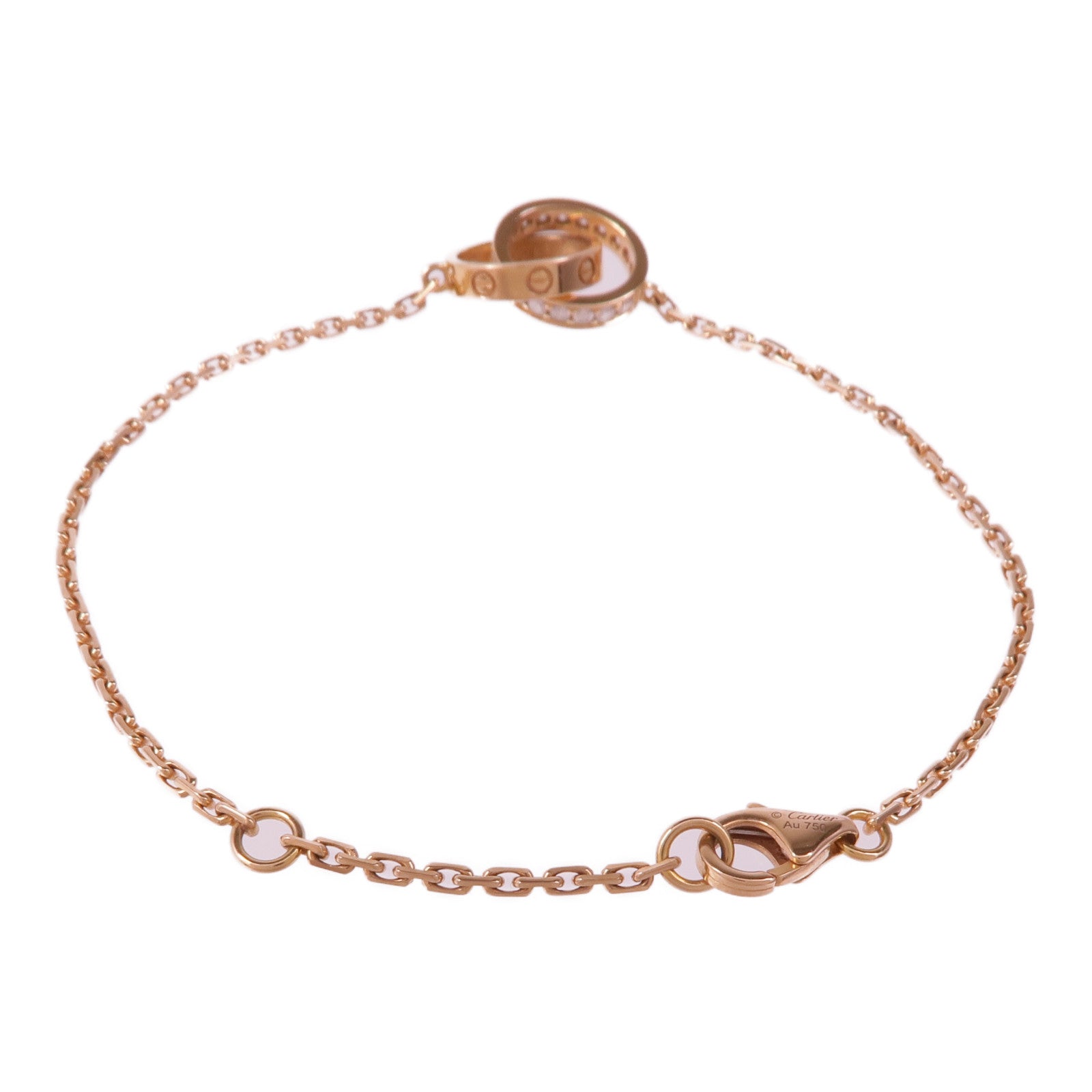 CARTIER 18K玫瑰金Love Bracelet On Chain鑽石手鏈