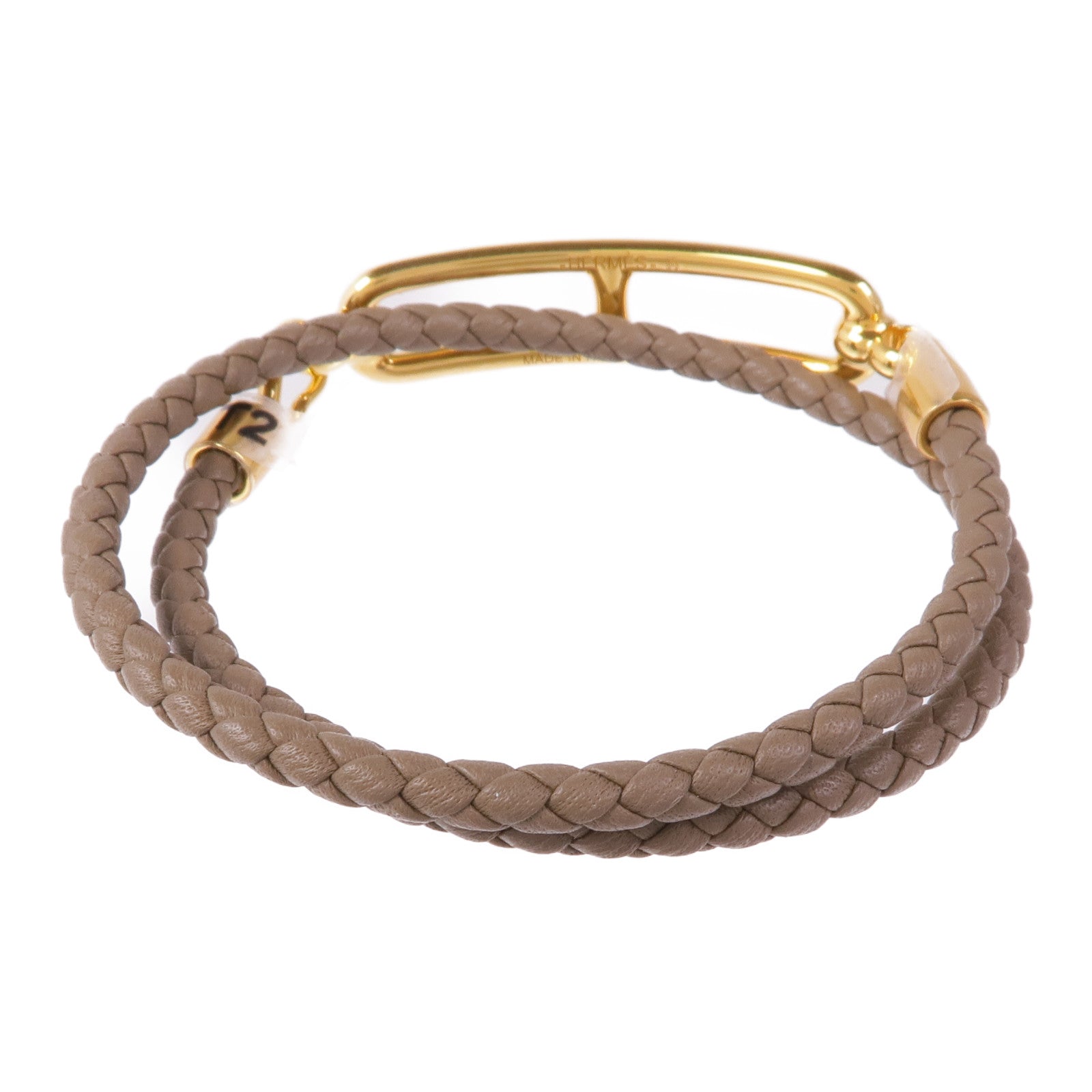 HERMES Swift皮革Roulis Double Tour金扣手鏈18 Etoupe