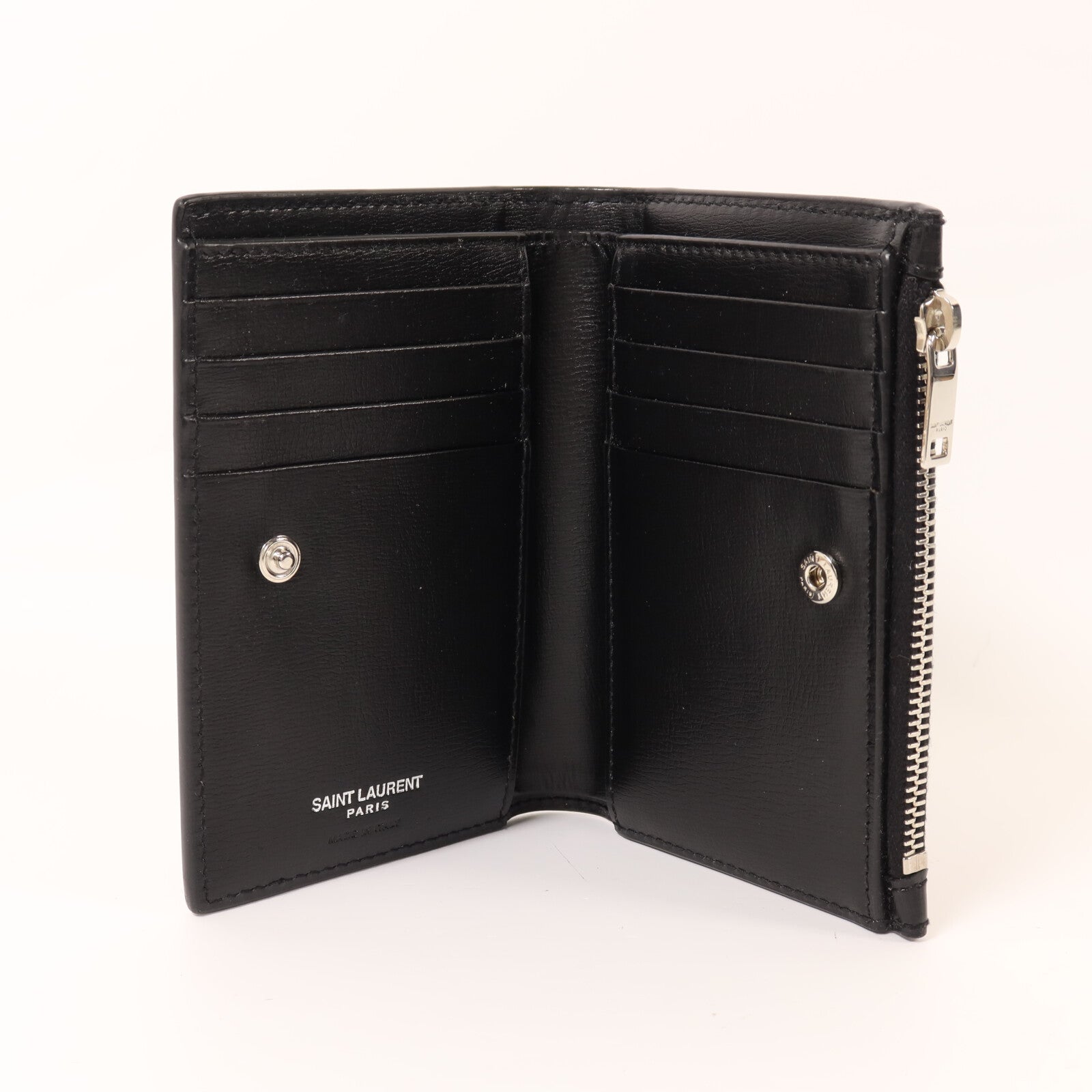 SAINT LAURENT 牛皮皮革Wallet銀扣錢包