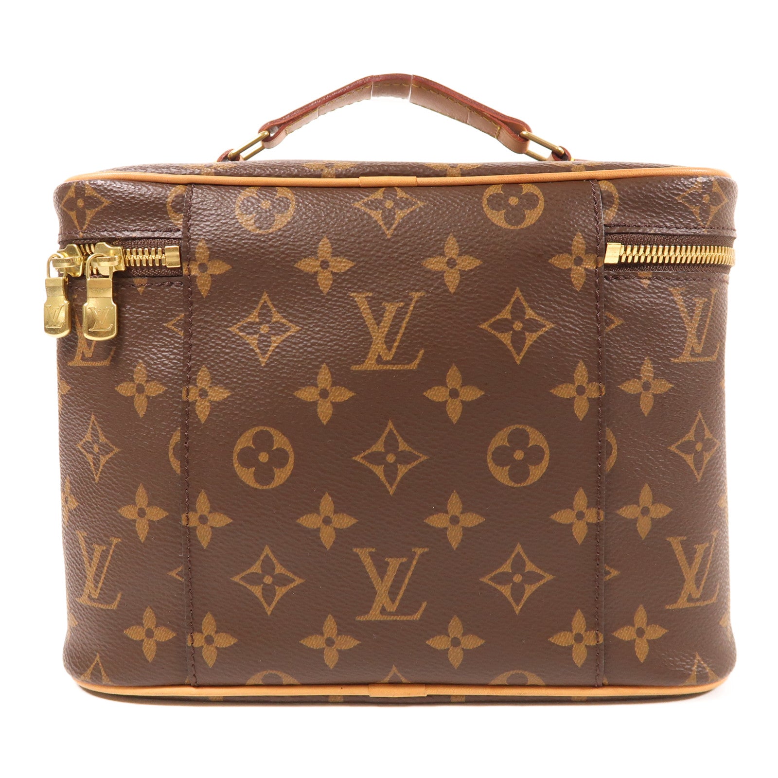 LOUIS VUITTON Monogram Nice BB金扣手挽袋棕色