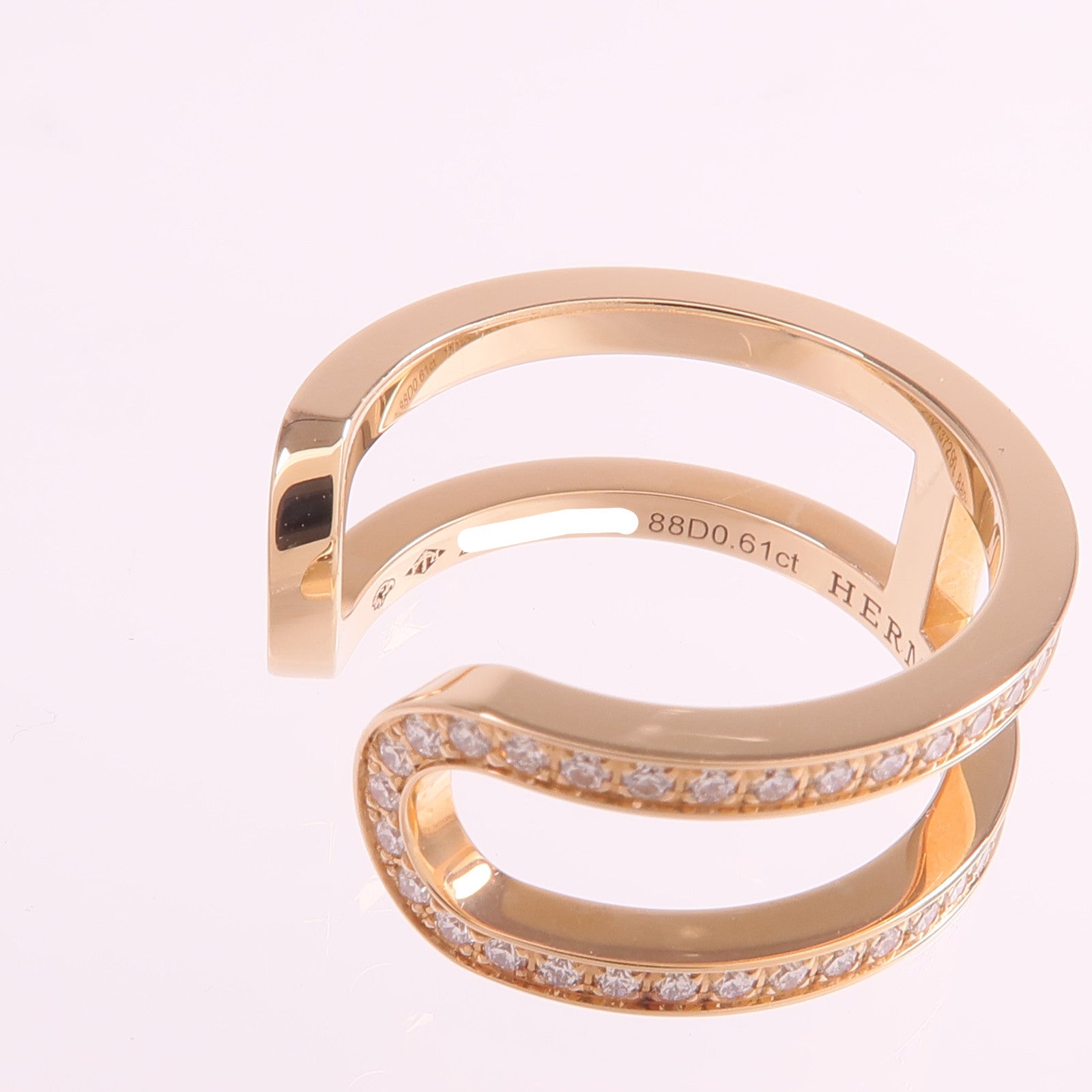 HERMES 18K玫瑰金Ever Chaine D'ancre Ring鑽石戒指