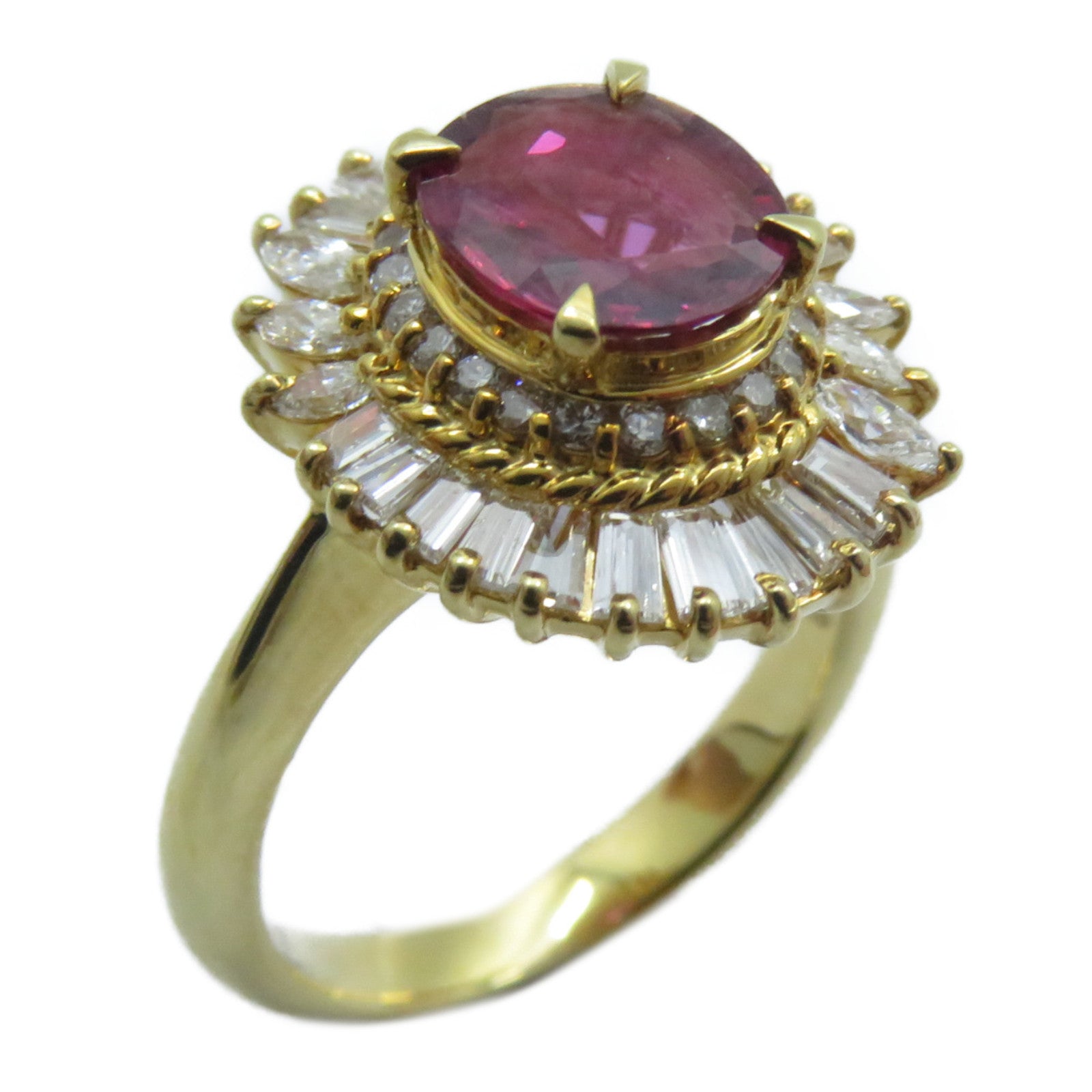 JEWELRY 【激減優惠】18K黃金Ruby Diamond Ring 2.19c紅寶石/1.01ct鑽石戒指US#7