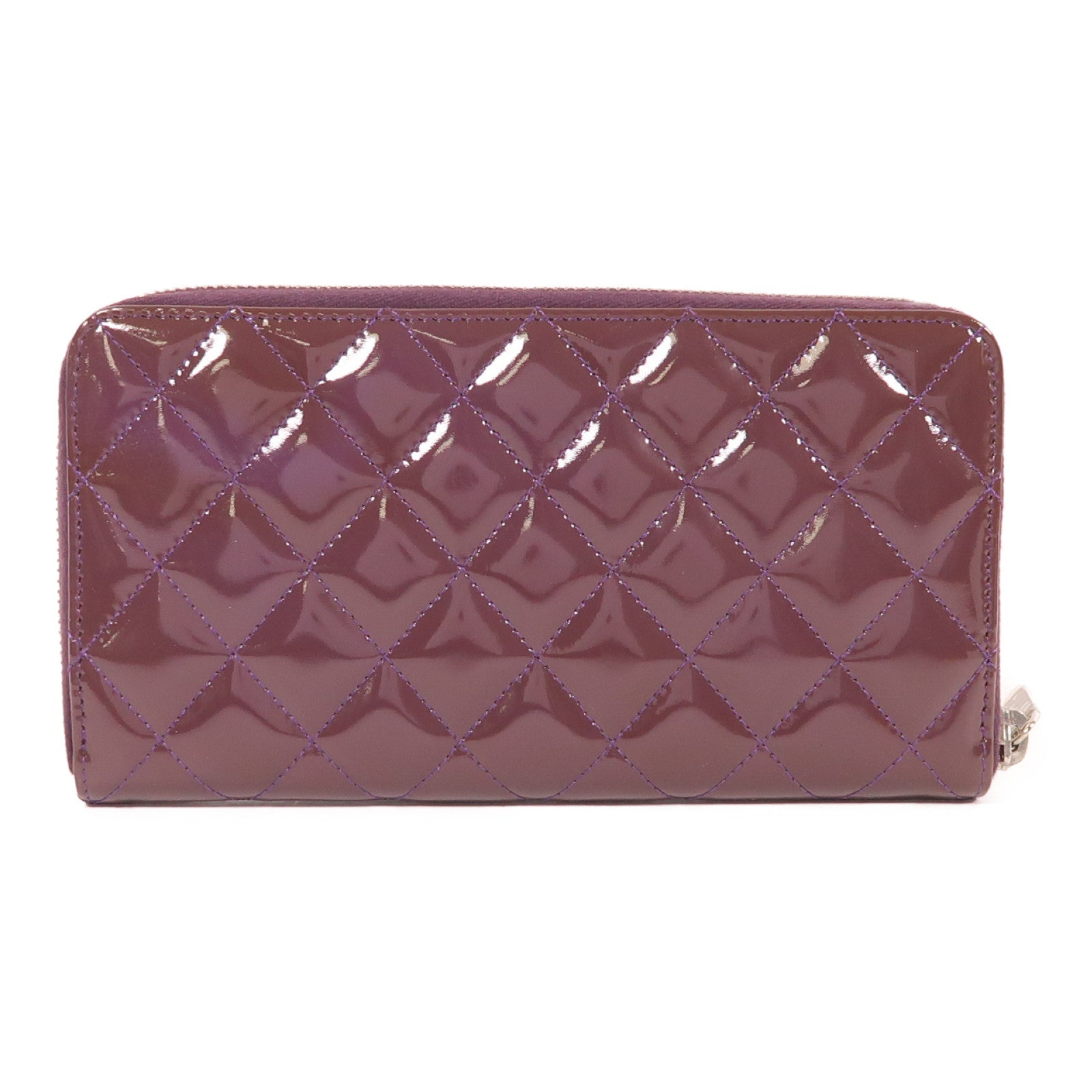 CHANEL 【激減優惠】漆皮皮革Long Wallet銀扣長錢包紫色