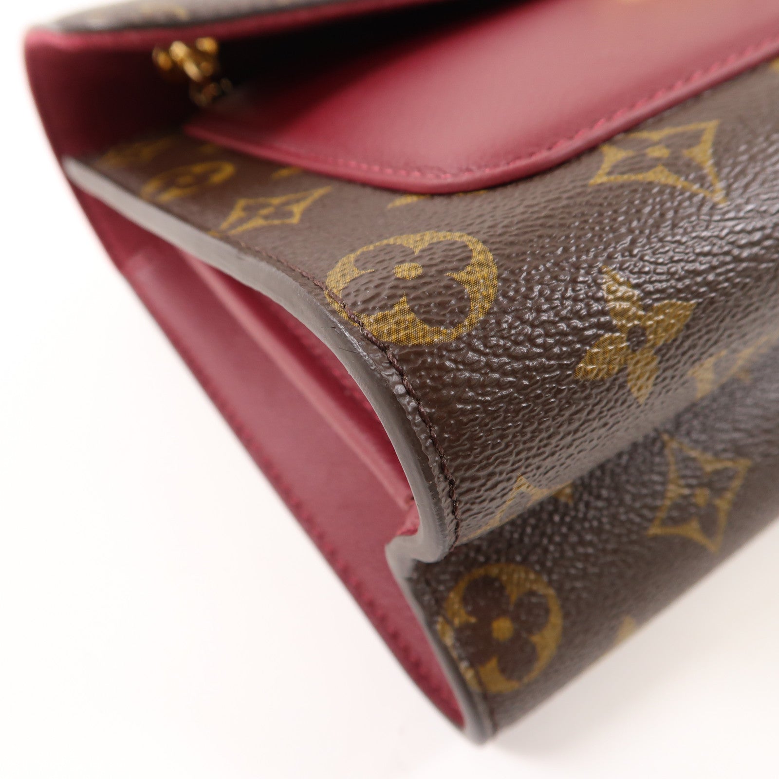 LOUIS VUITTON Monogram Victoire金扣鏈帶肩背袋啡色/紫紅色