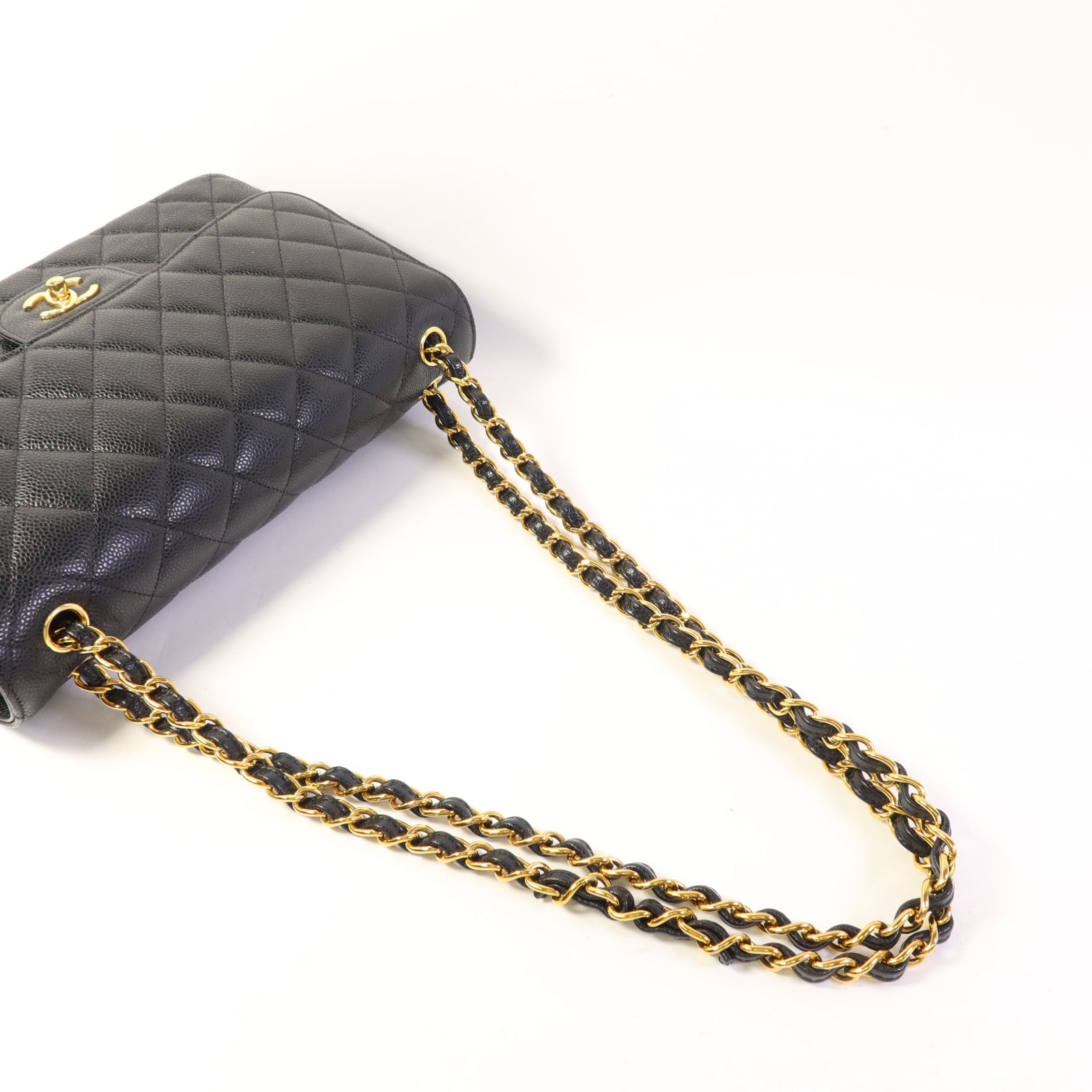 CHANEL 牛皮皮革Large Classic金扣鏈帶肩背袋