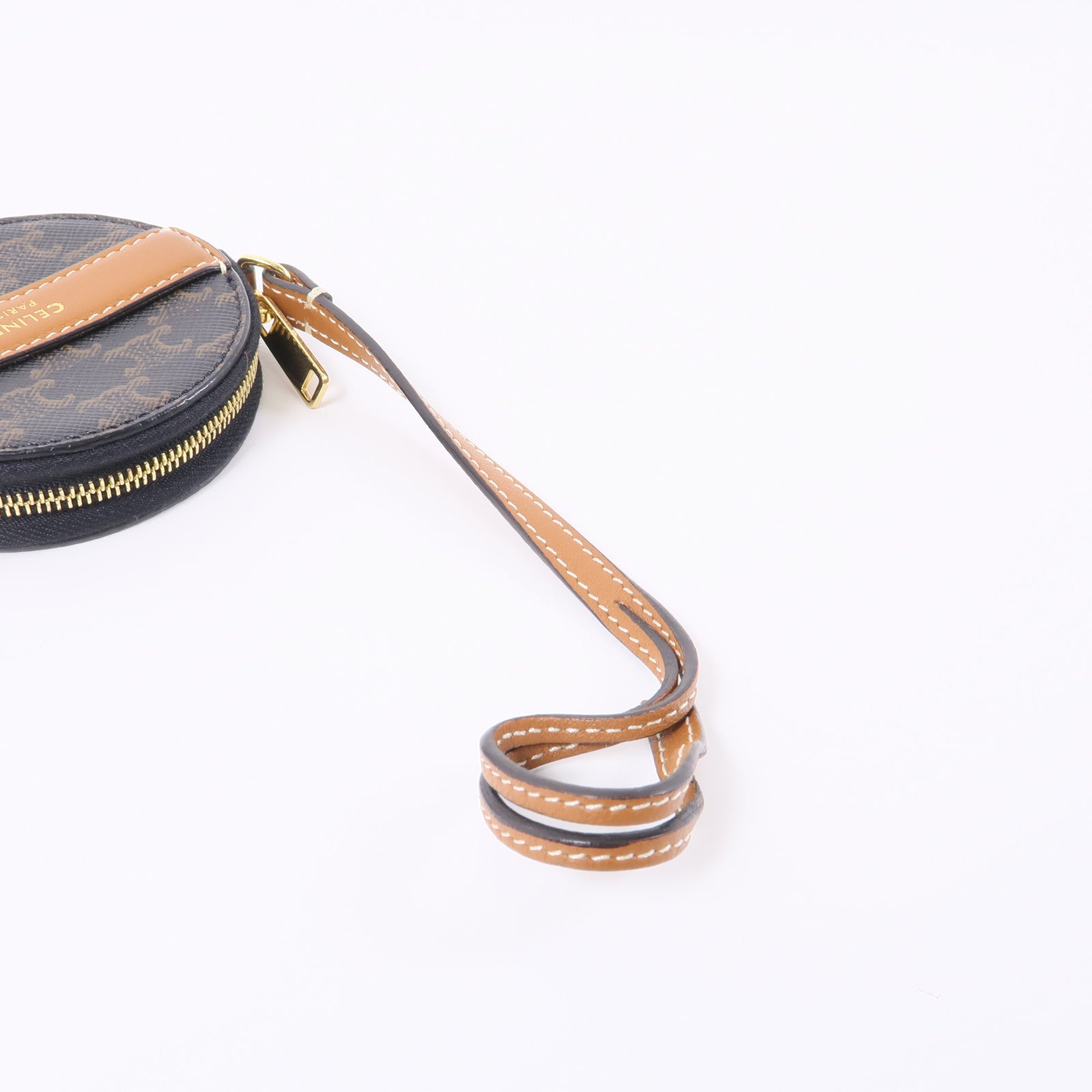 CELINE 塗層帆布Coin Case金扣零錢包黑色/棕色