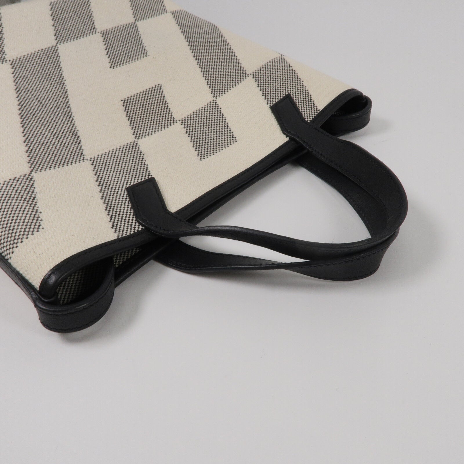 HERMES 帆布Cabas H En Biais 27手挽肩背兩用袋Black/Ecru