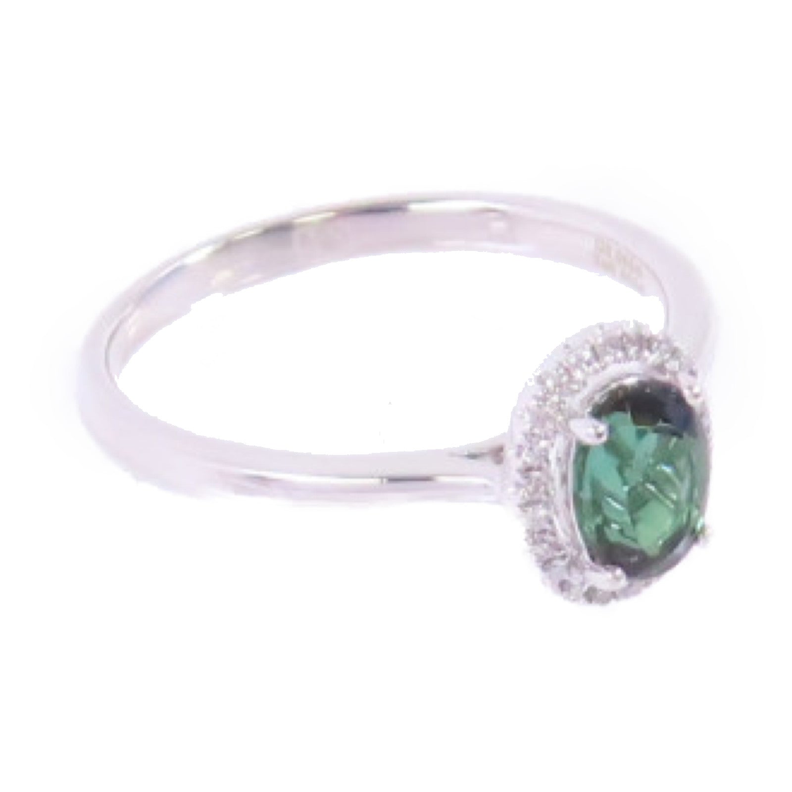 JEWELRY 18K白金Tourmaline/Diamond Ring 0.832ct電氣石/0.08ct鑽石戒指US#9.25