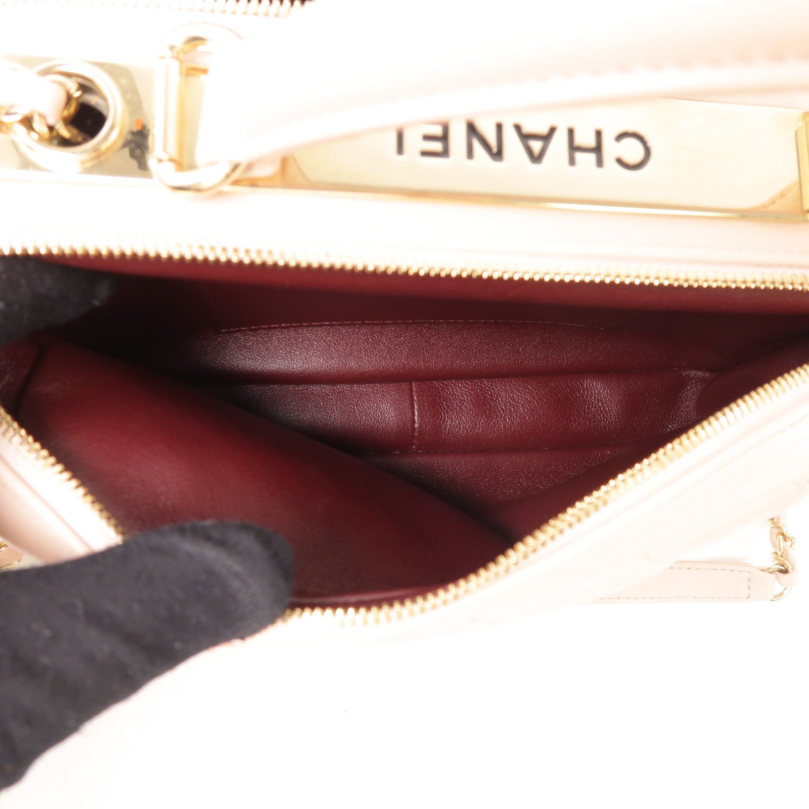 CHANEL 羊皮皮革2way Shoulder Bag金扣鏈帶手挽肩背兩用袋