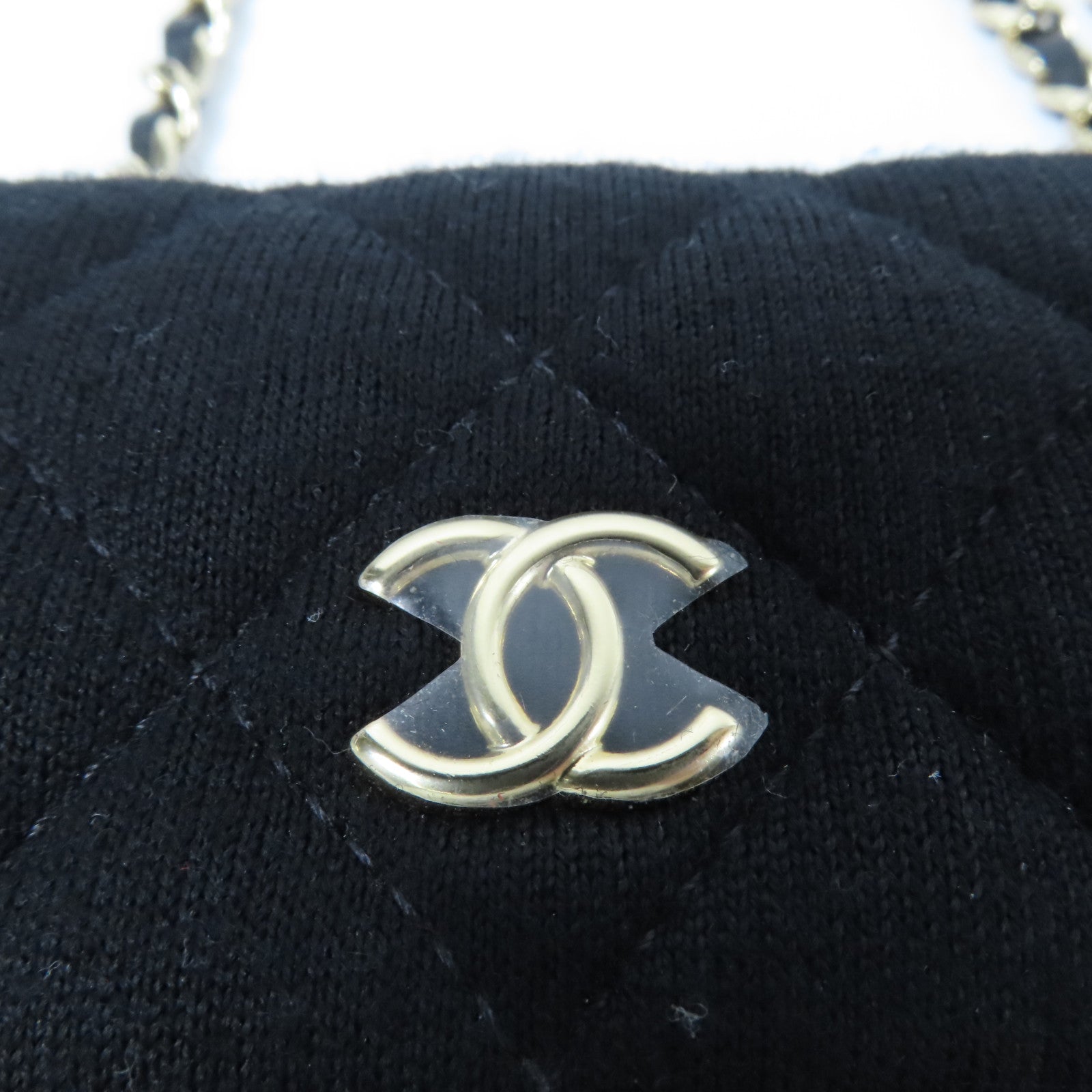 CHANEL 棉質Mini Chain Bag金扣鏈帶肩背袋