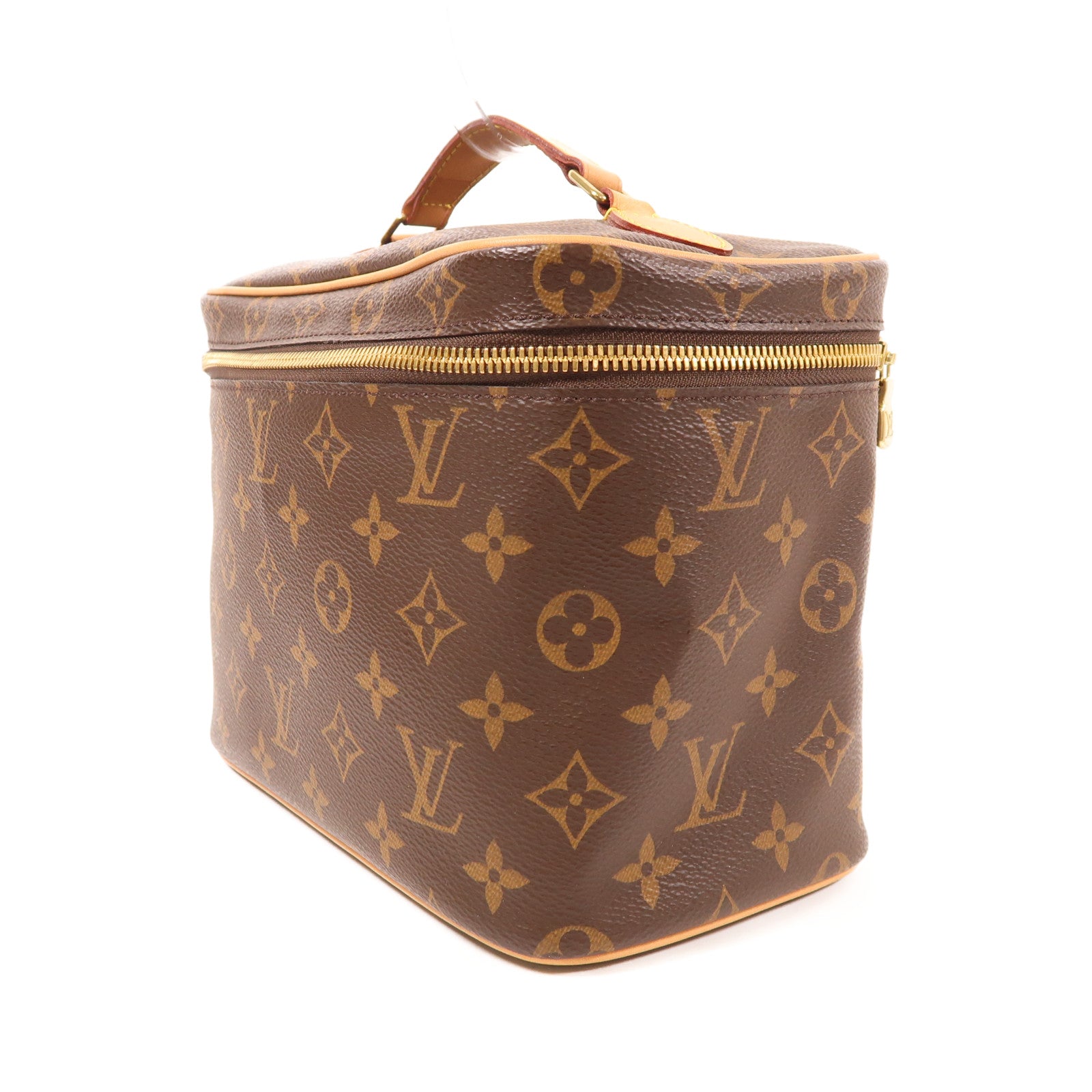 LOUIS VUITTON Monogram Nice BB金扣手挽袋棕色