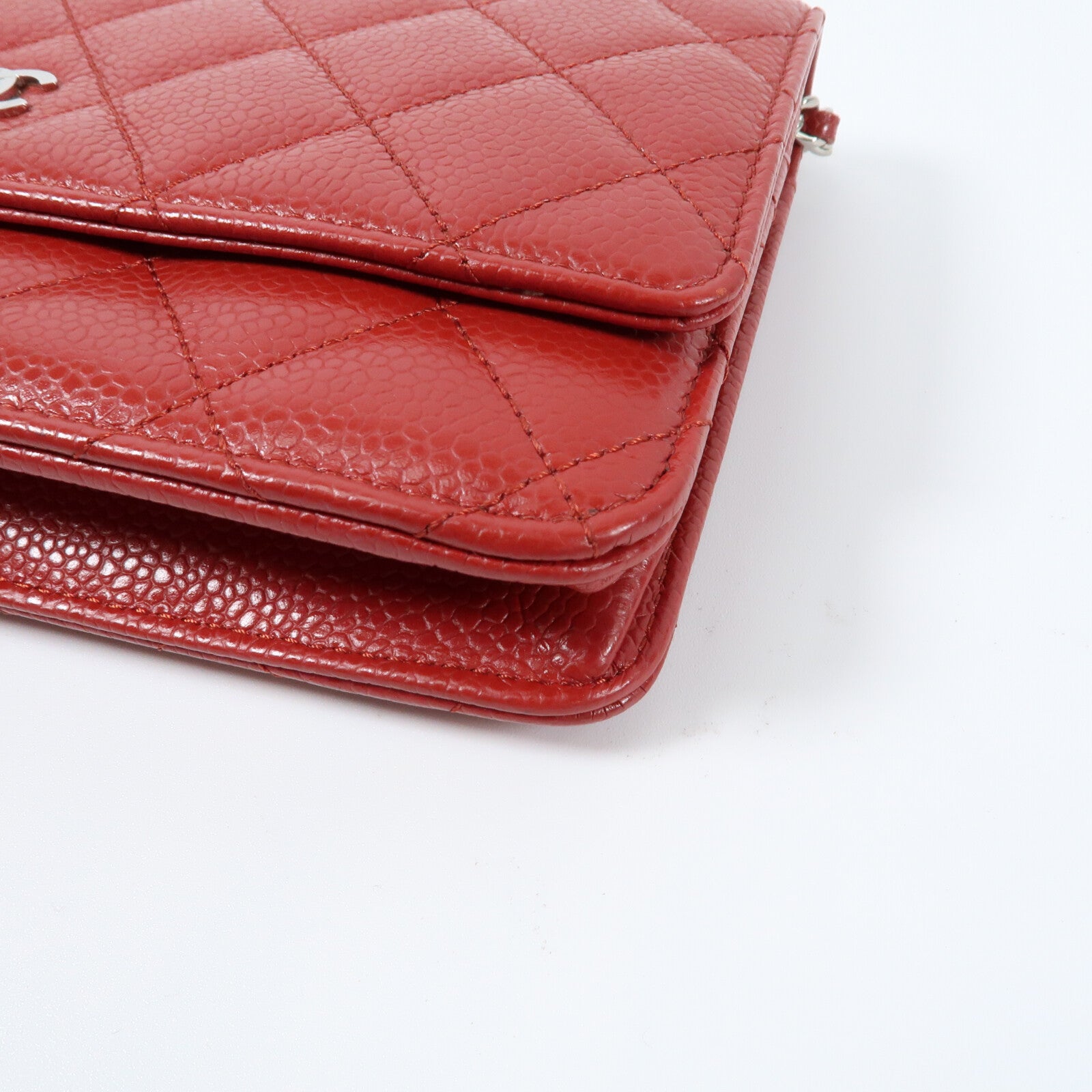 CHANEL 牛皮皮革WOC Wallet On Chain銀扣肩背袋