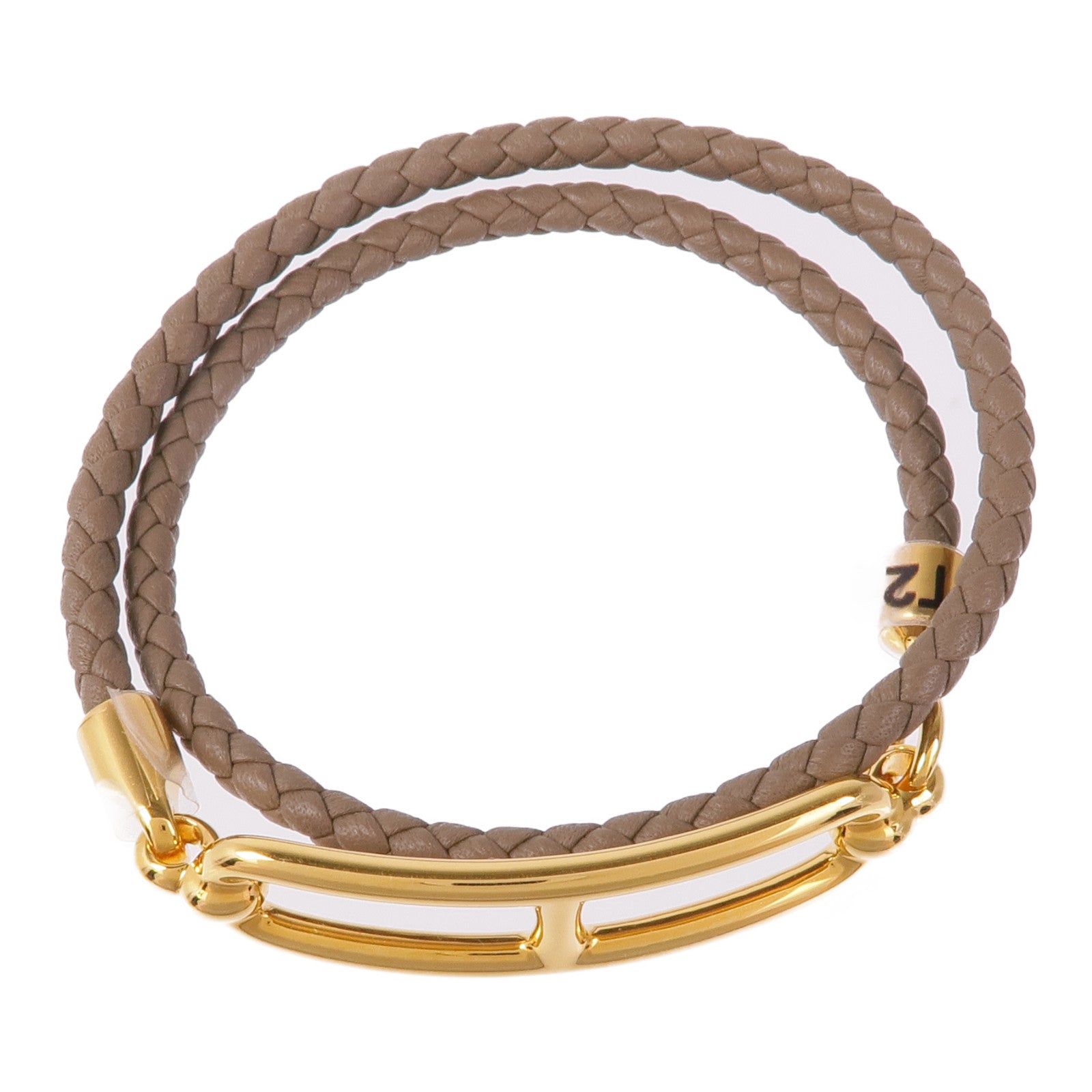 HERMES Swift皮革Roulis Double Tour金扣手鏈18 Etoupe