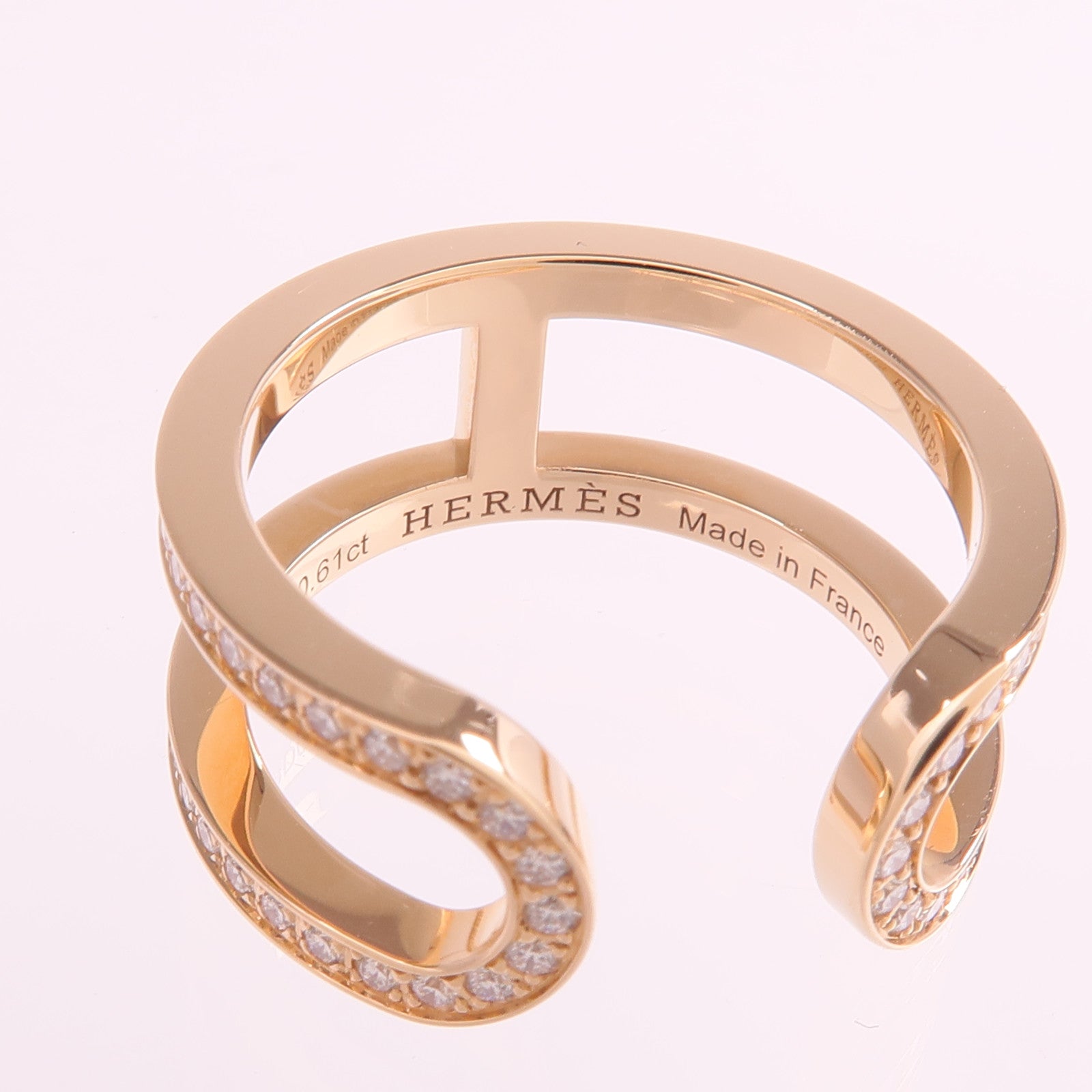 HERMES 18K玫瑰金Ever Chaine D'ancre Ring鑽石戒指