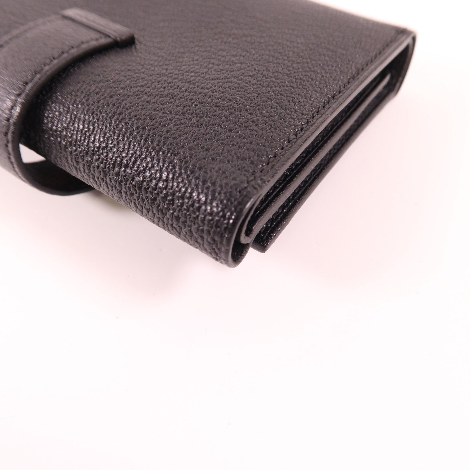 HERMES Chevre Mysore皮革Bearn Short Trifold Wallet金扣錢包Noir