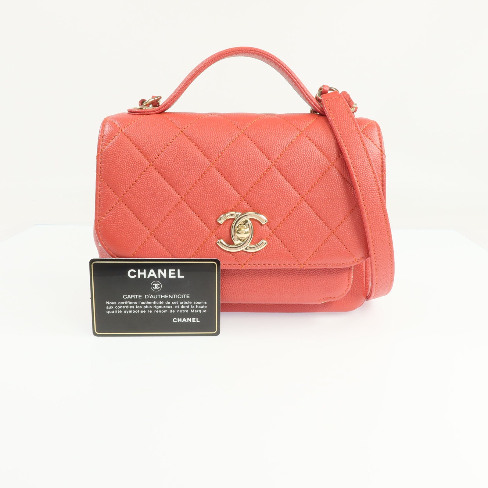 CHANEL 牛皮皮革2way Chain Shoulder Bag金扣手挽肩背兩用袋