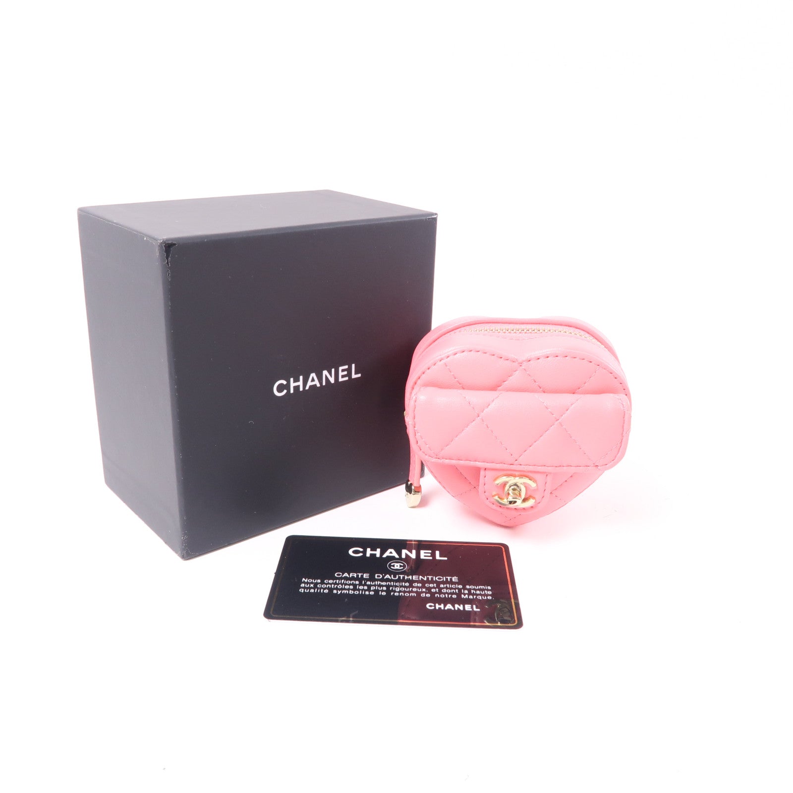 CHANEL 菱格羊皮皮革Coin Case金扣零錢包粉紅色