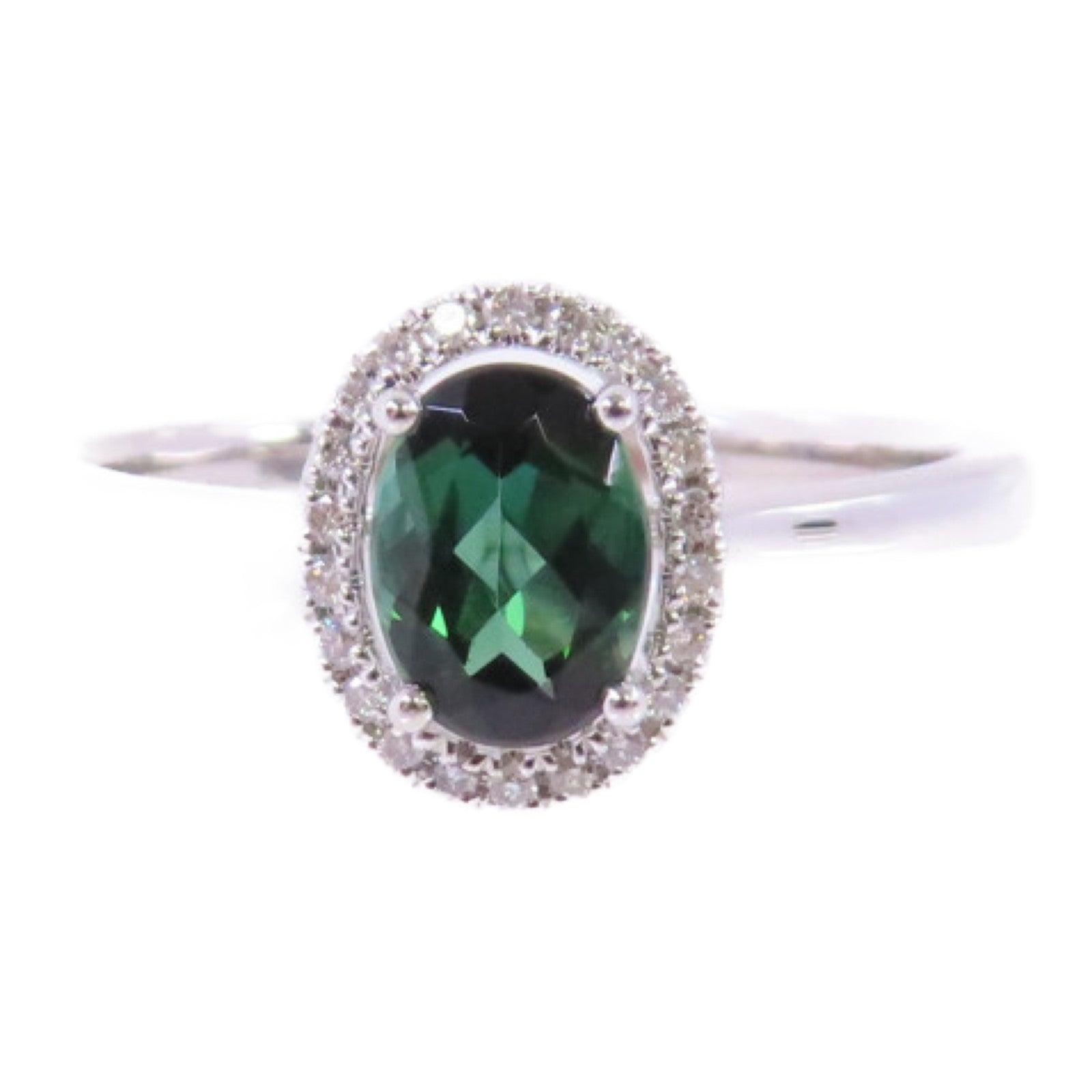 JEWELRY 18K白金Tourmaline/Diamond Ring 0.832ct電氣石/0.08ct鑽石戒指US#9.25
