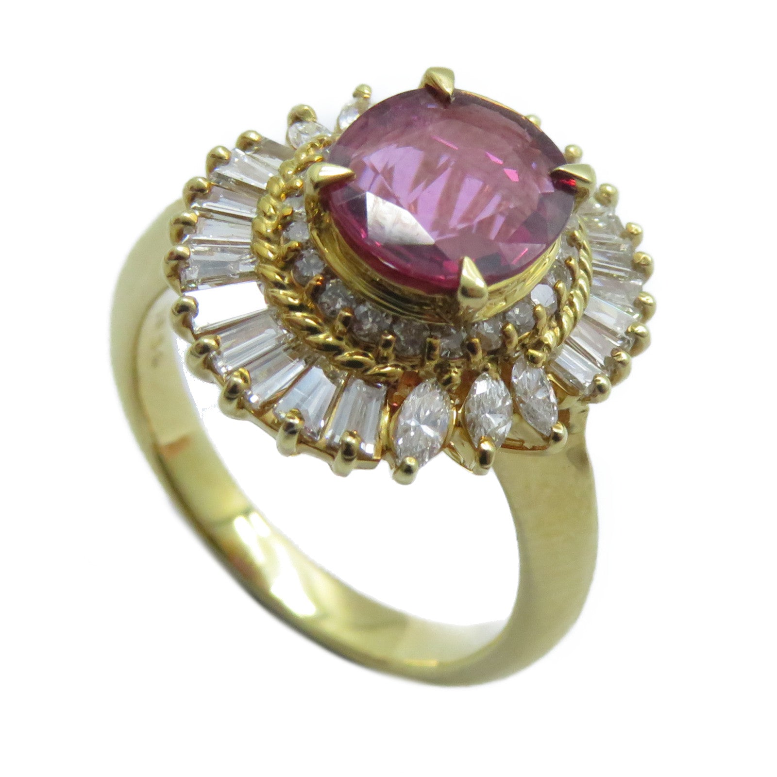 JEWELRY 【激減優惠】18K黃金Ruby Diamond Ring 2.19c紅寶石/1.01ct鑽石戒指US#7