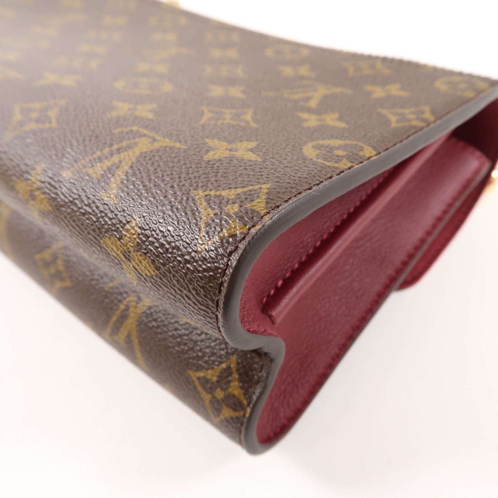 LOUIS VUITTON Monogram Victoire金扣鏈帶肩背袋啡色/紫紅色