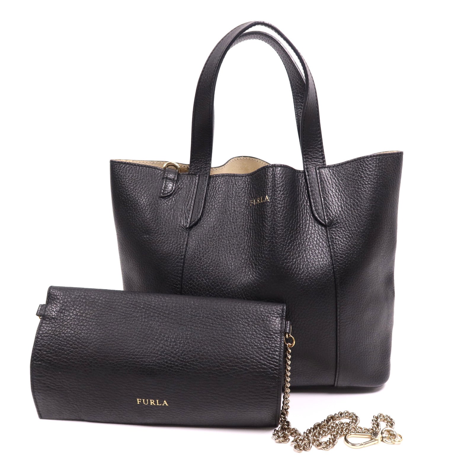Furla 牛皮皮革Hand Bag金扣手挽袋