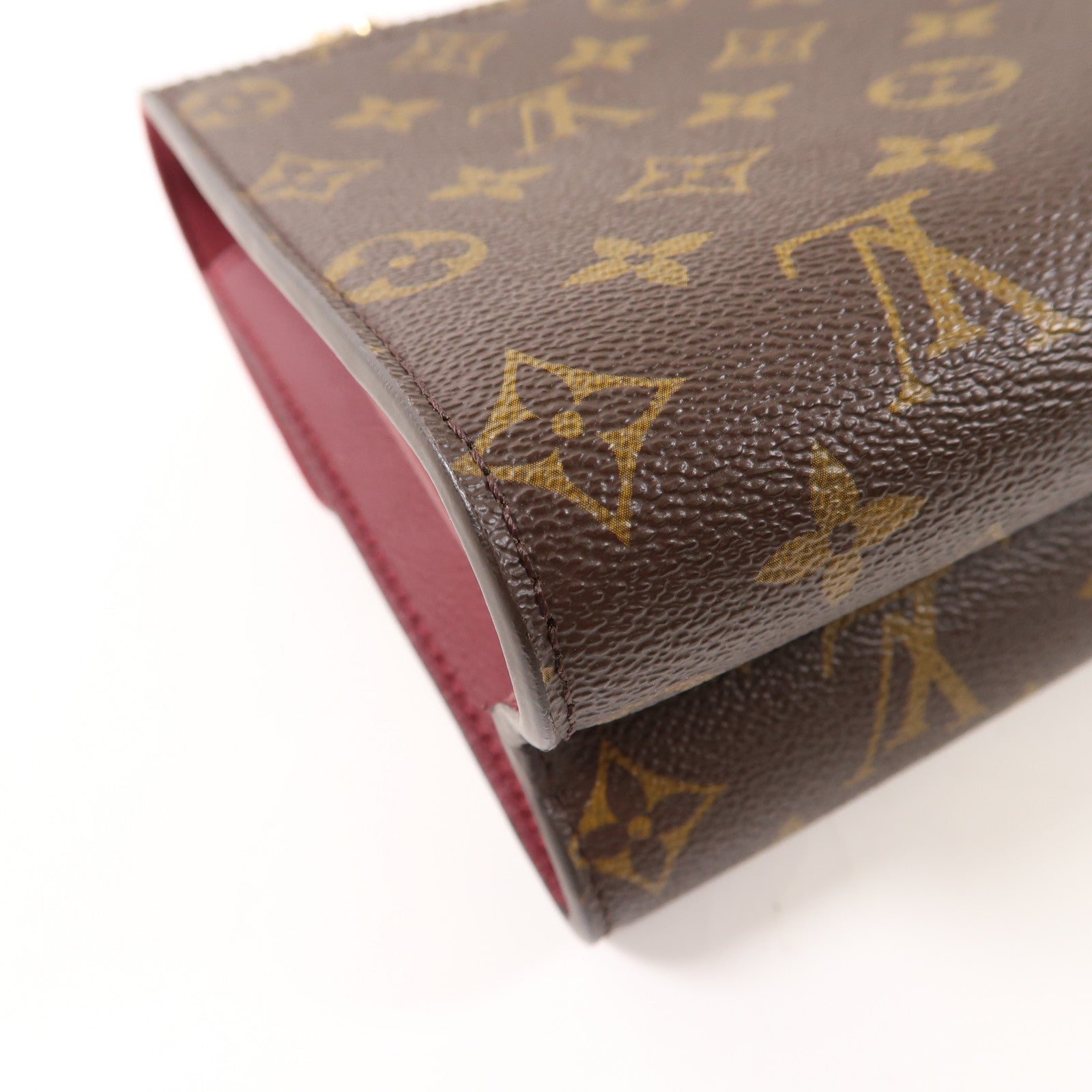 LOUIS VUITTON Monogram Victoire金扣鏈帶肩背袋啡色/紫紅色