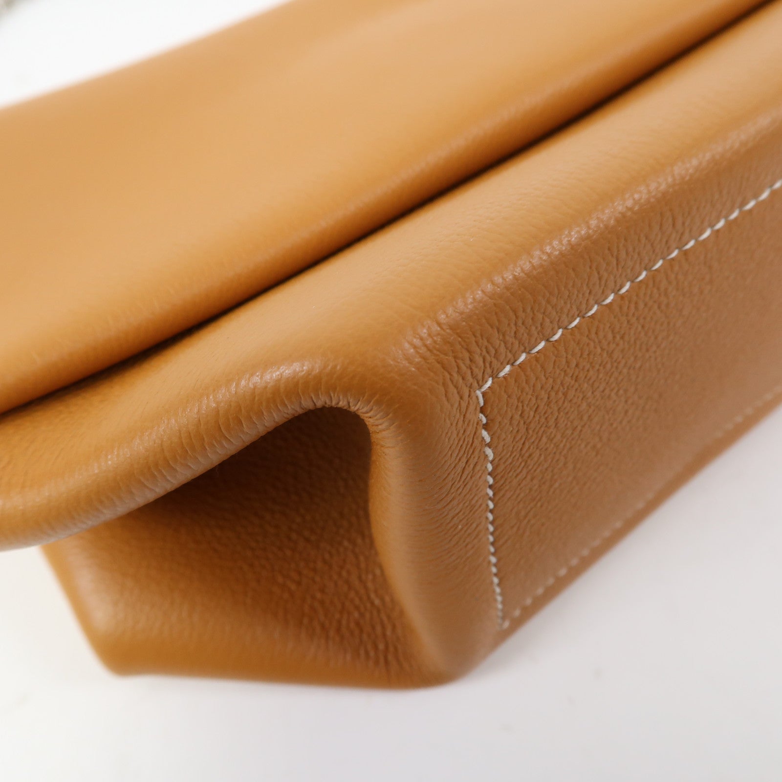 HERMES Novillo皮革Opli Chaine 24銀扣鏈帶肩背袋Toffee/太妃糖色