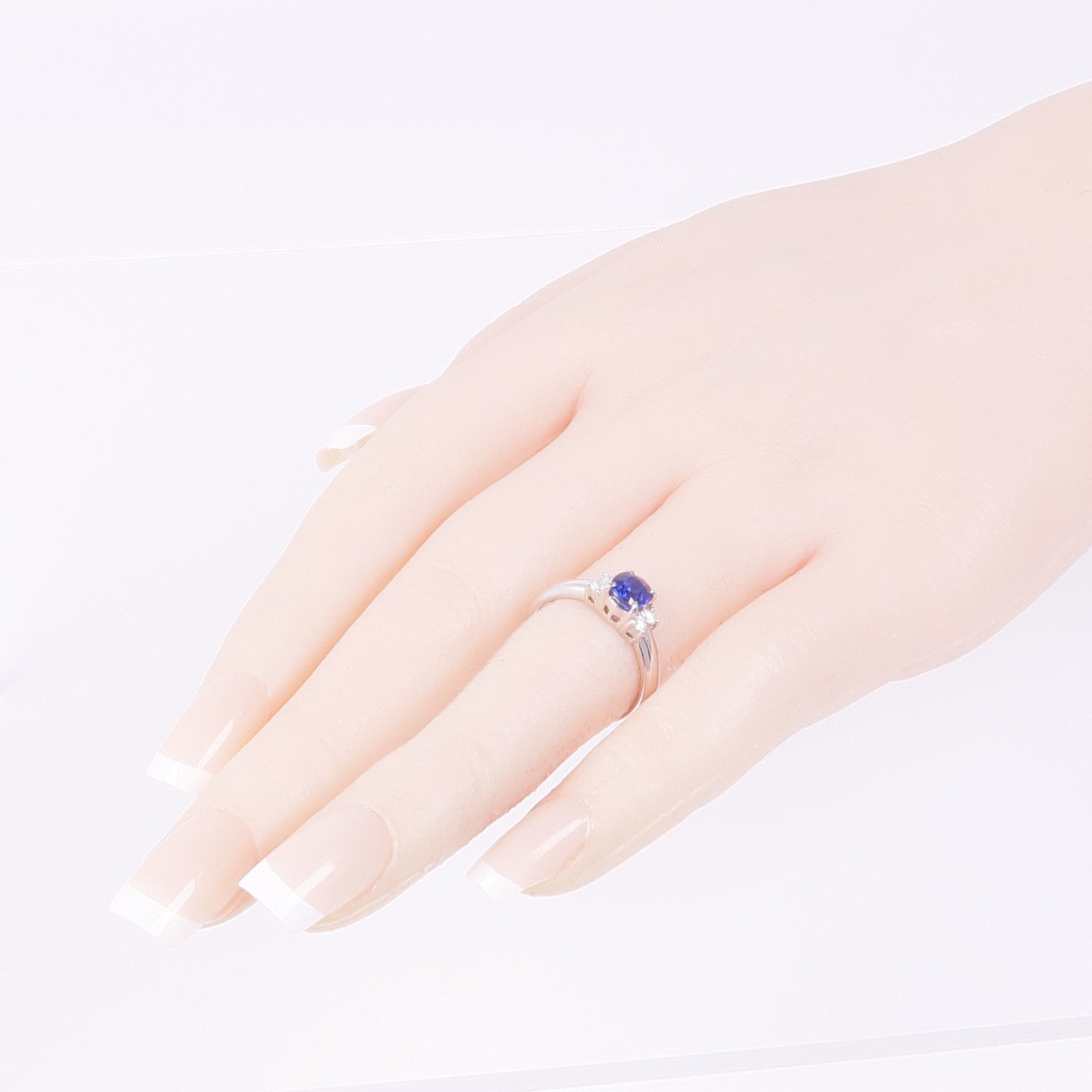 JEWELRY PT900鉑金Sapphire Diamond Ring藍寶石/鑽石戒指US#5.25