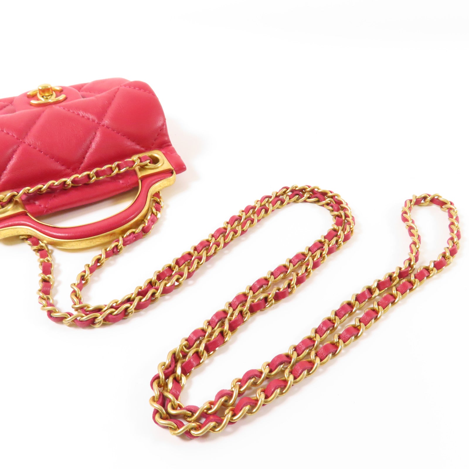 CHANEL (PRICE DOWN) Quilted CC GHW Chain Shoulder Bag 2 Way Bag Calfskin Leather Red