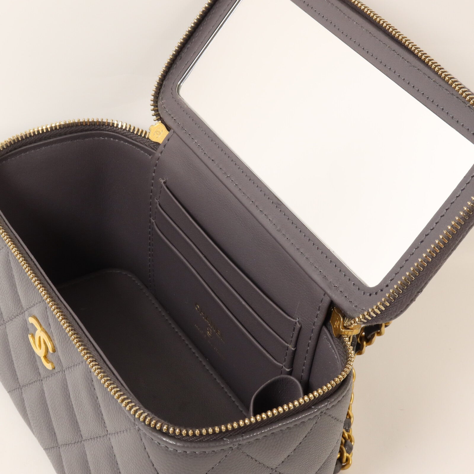 CHANEL 牛皮皮革Top Handle Vanity Case鏈帶手挽肩背兩用袋