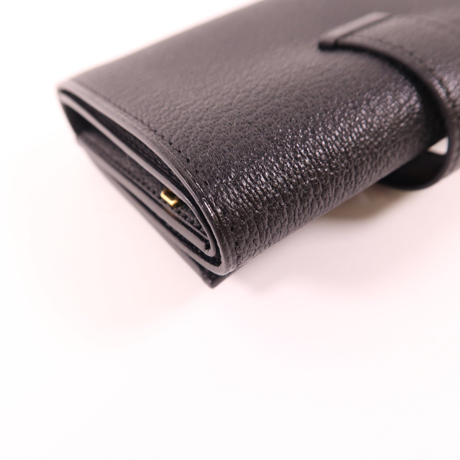 HERMES Chevre Mysore皮革Bearn Short Trifold Wallet金扣錢包Noir