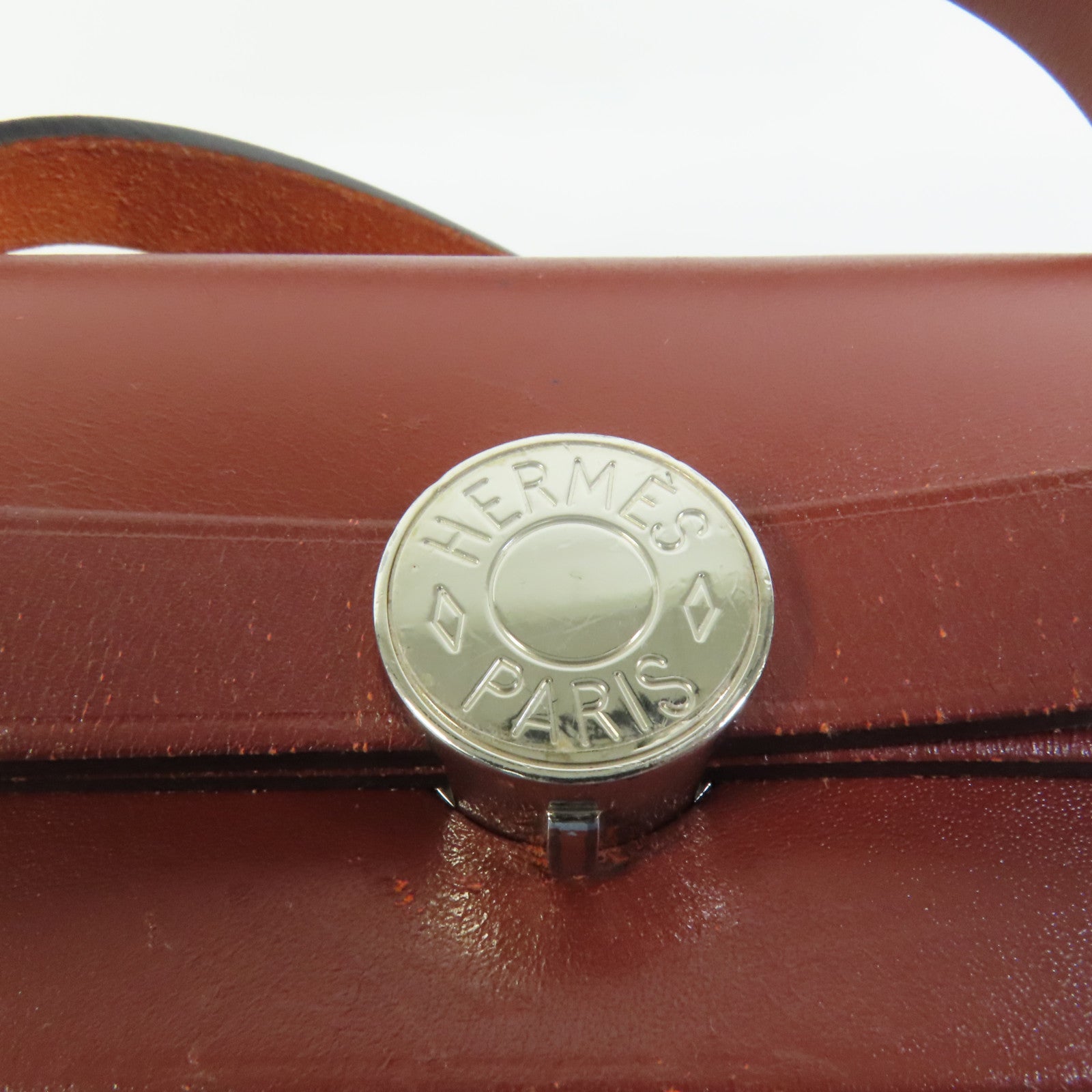HERMES 帆布HerBag PM銀扣手挽肩背兩用袋Blue Agate