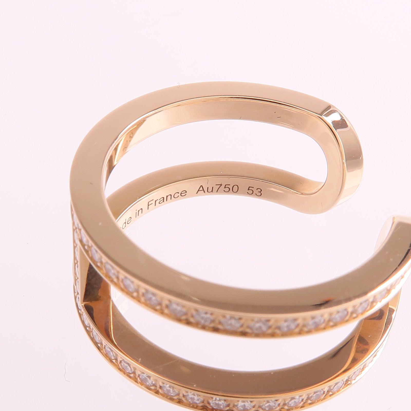 HERMES 18K玫瑰金Ever Chaine D'ancre Ring鑽石戒指